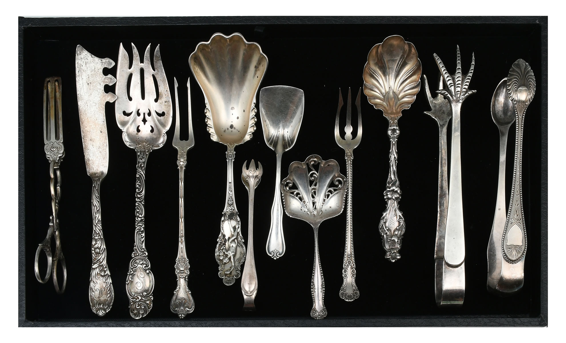 12 PC. ORNATE SILVER COLLECTION: Approx.