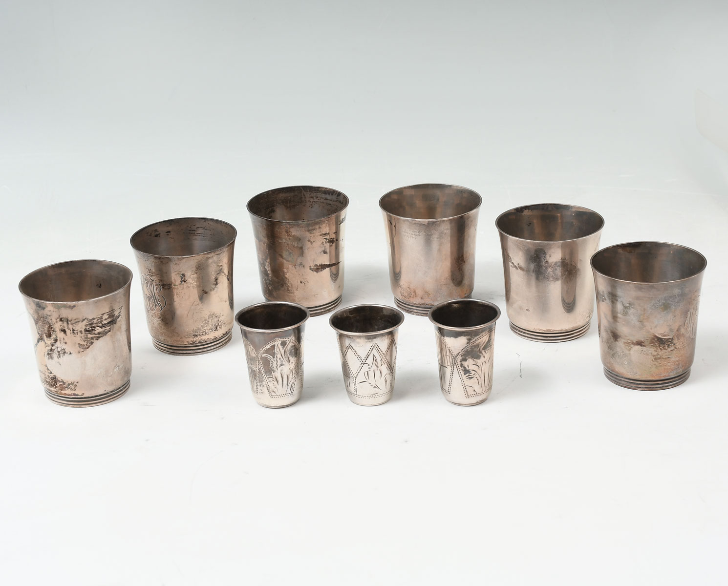 9 PC. SILVER CUP COLLECTION: Approx.