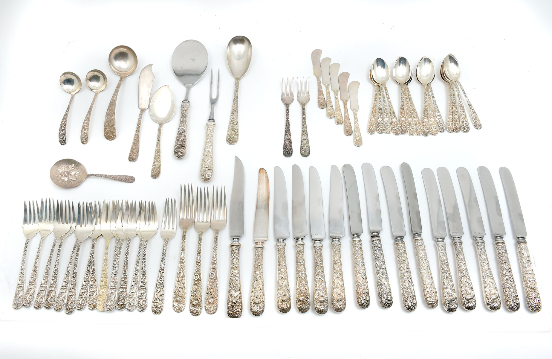 58 PC KIRK AND SONS STERLING REPOUSSE 274e84
