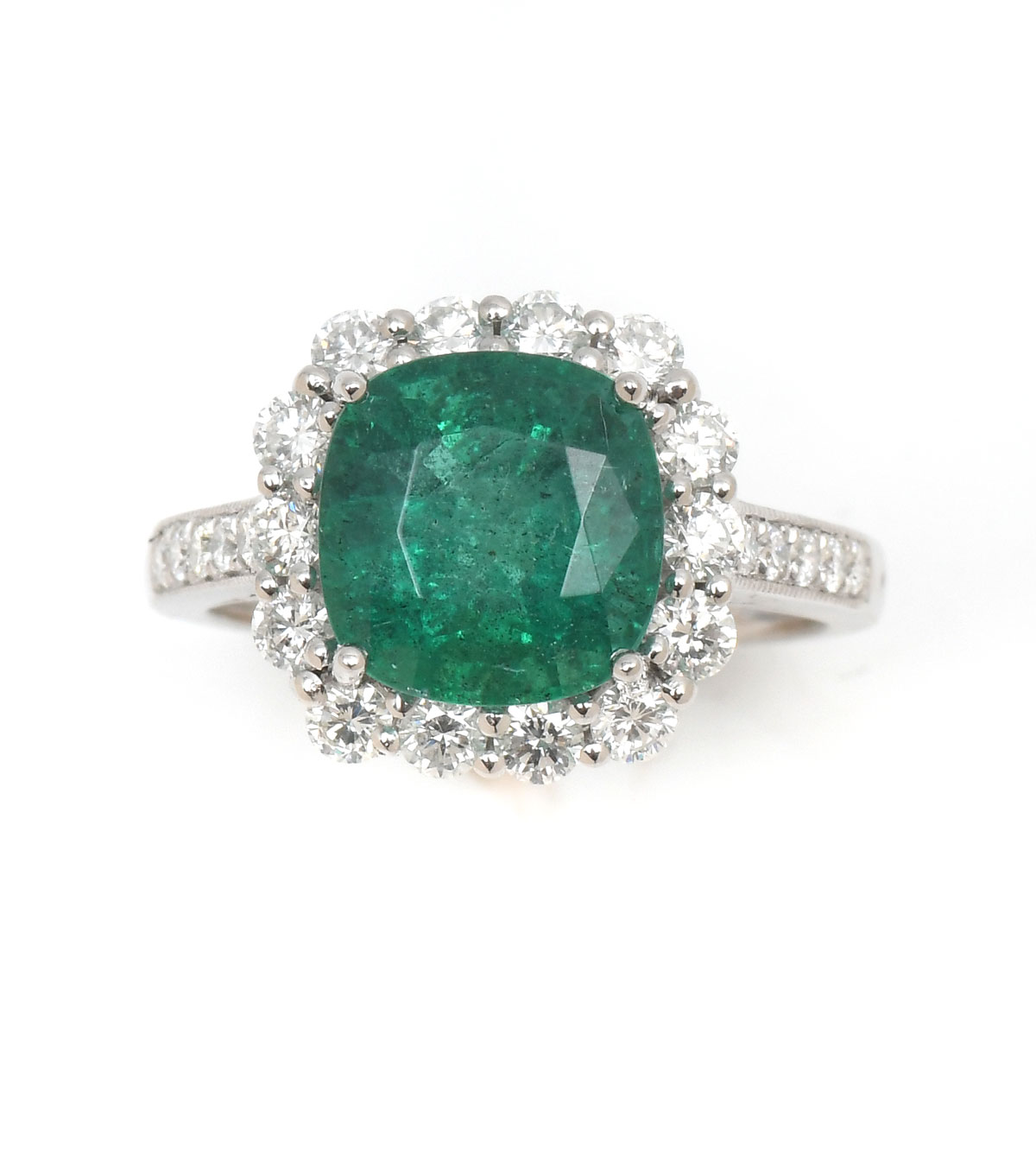 PLATINUM 4.10 CTW EMERALD & DIAMOND