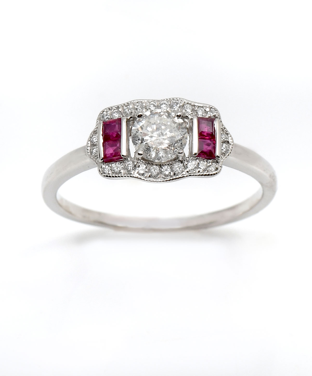 PLATINUM DIAMOND RUBY RING 36 274f0b