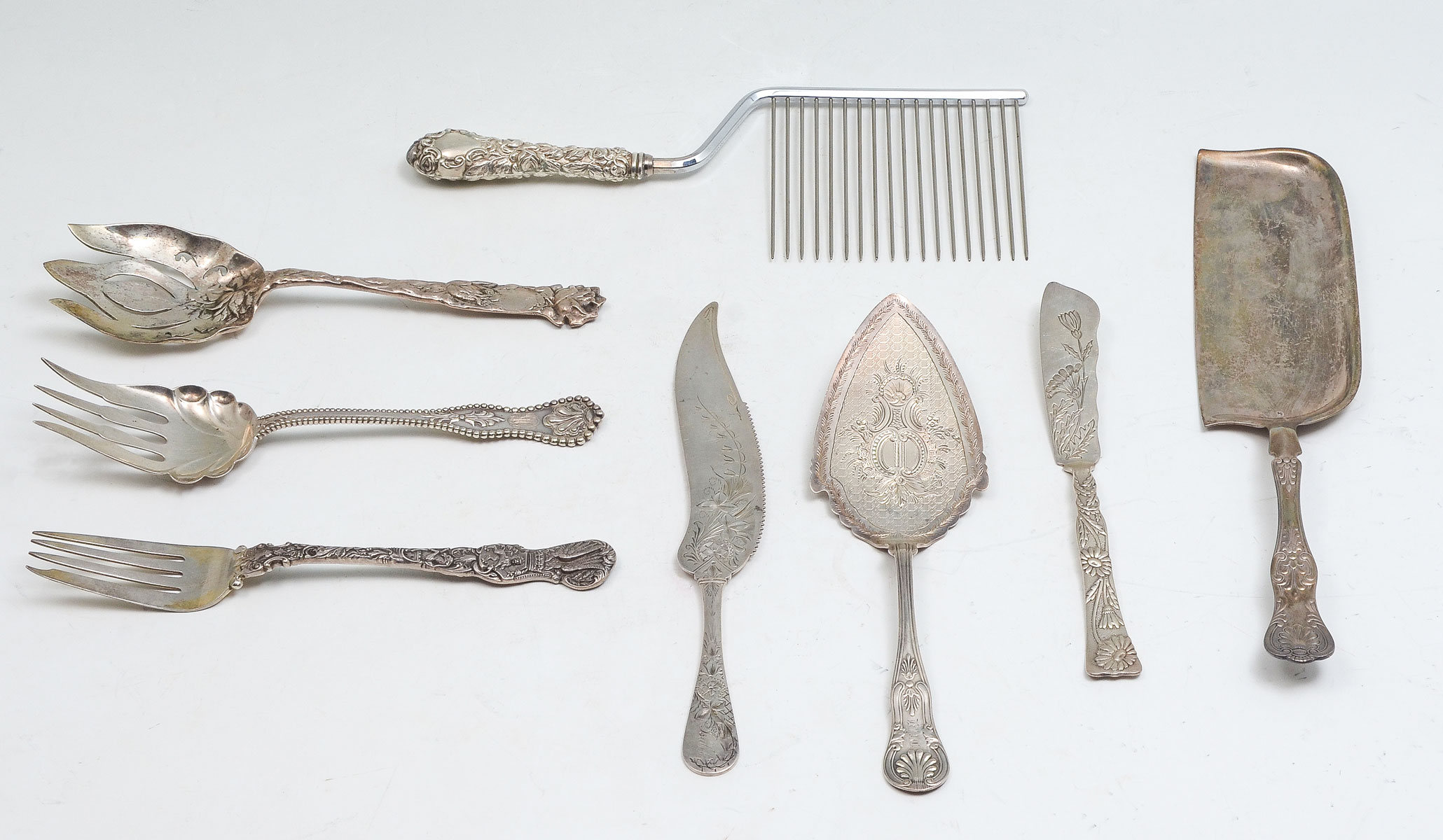 8 PC. STERLING SILVER SERVING PIECES: