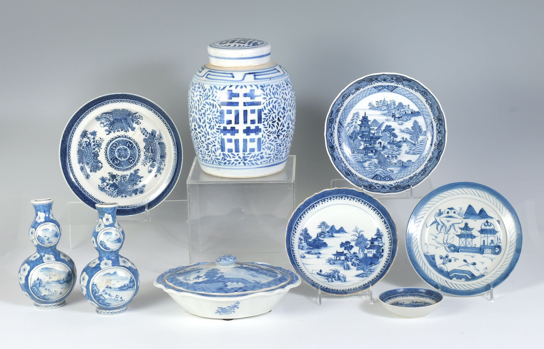 9 PC CHINESE BLUE WHITE PORCELAIN  275010