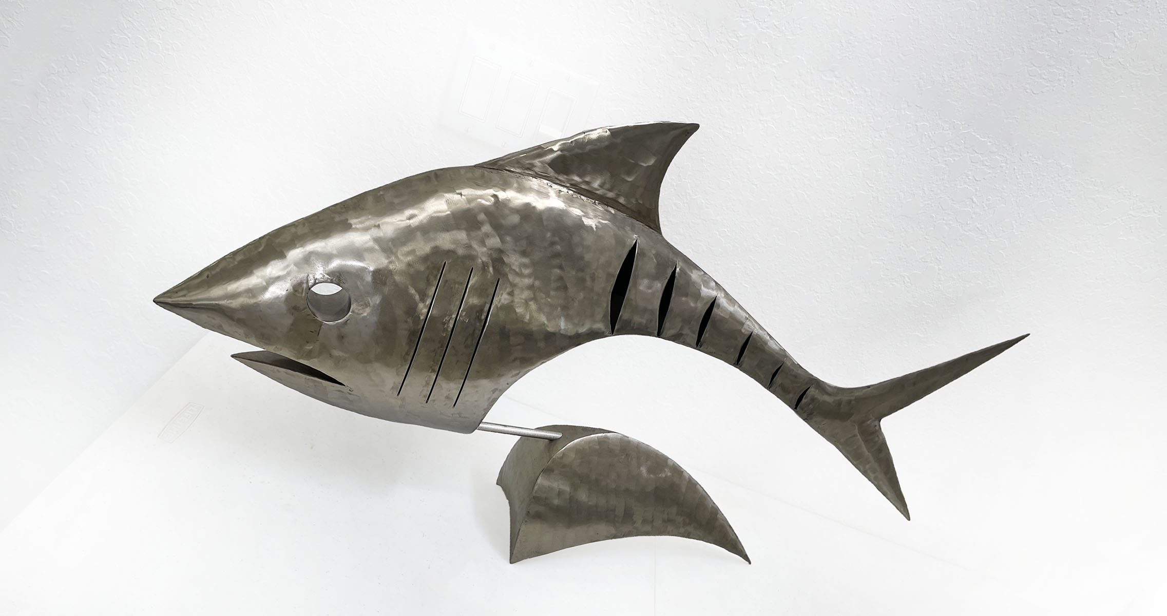 LARGE STAINLESS STEEL FOSSIL FISH
