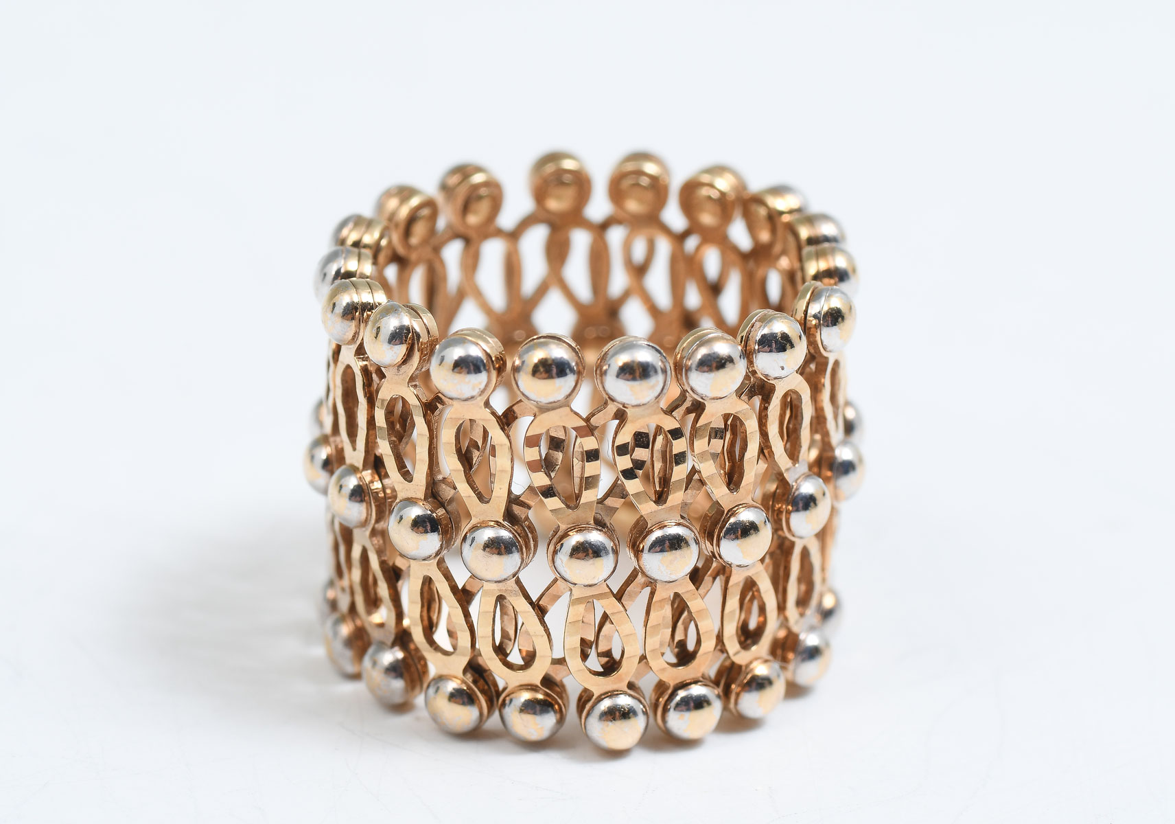 2 TONE 14K RETRACTABLE RING/BRACELET: