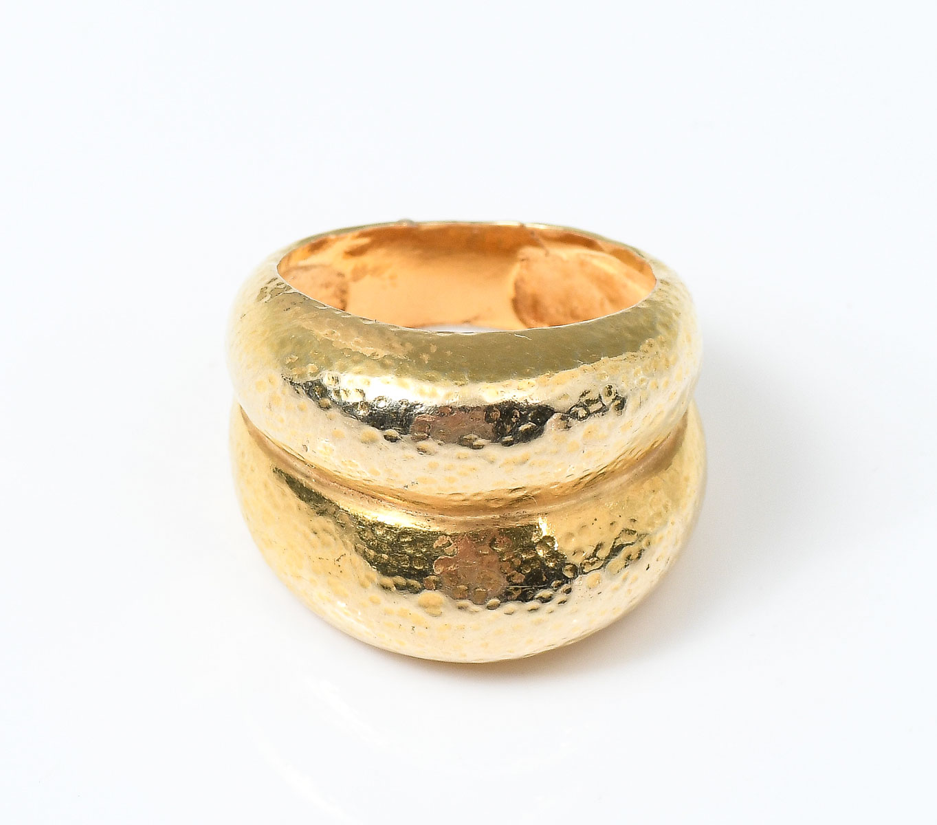 18K HAMMERED DOUBLE DOME RING: