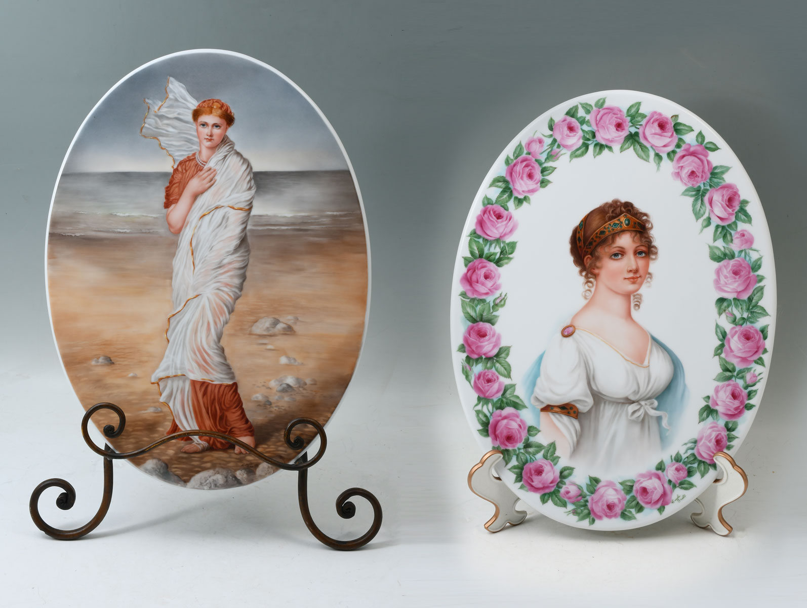 TWO CAROLE SCOTT PAINTED PORCELAIN 2755d4