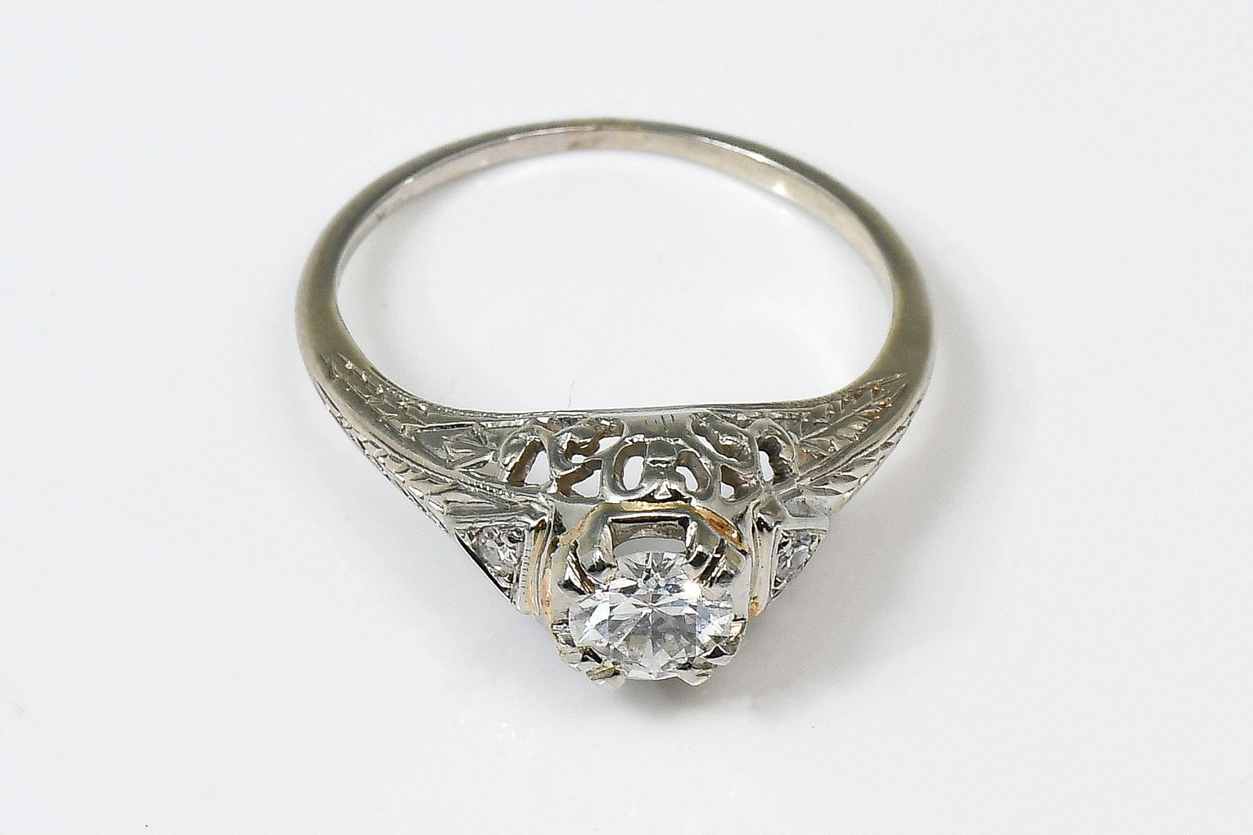 ART DECO 18K DIAMOND RING 42 2755fa