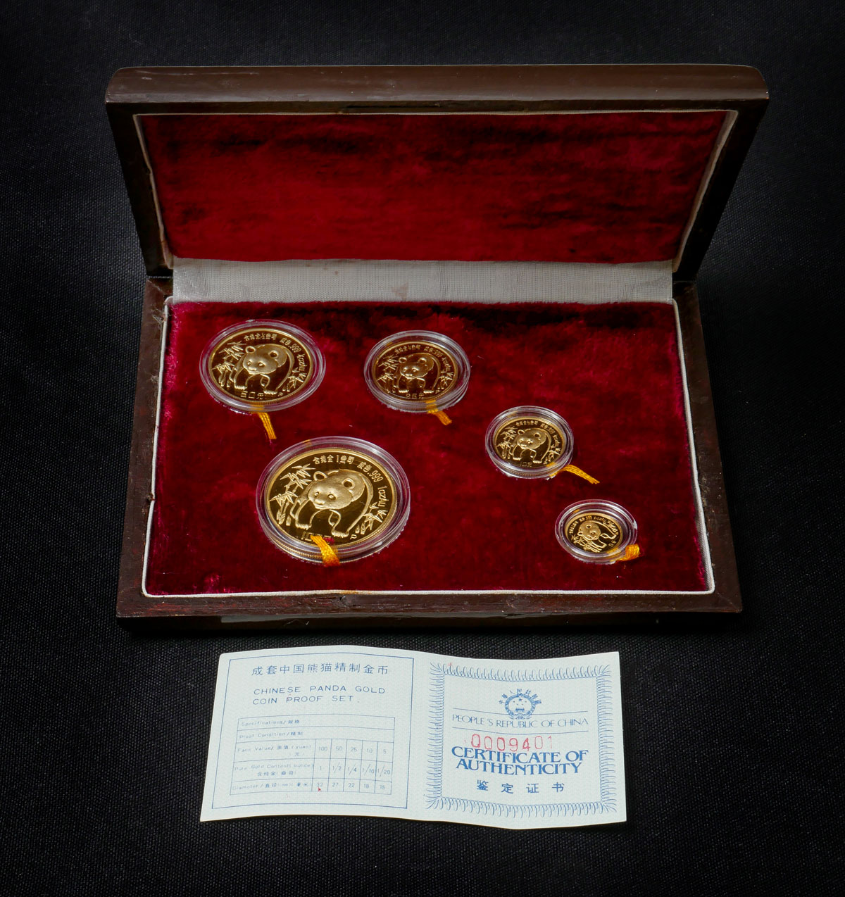 1986 CHINA GOLD PANDA PROOF SET: