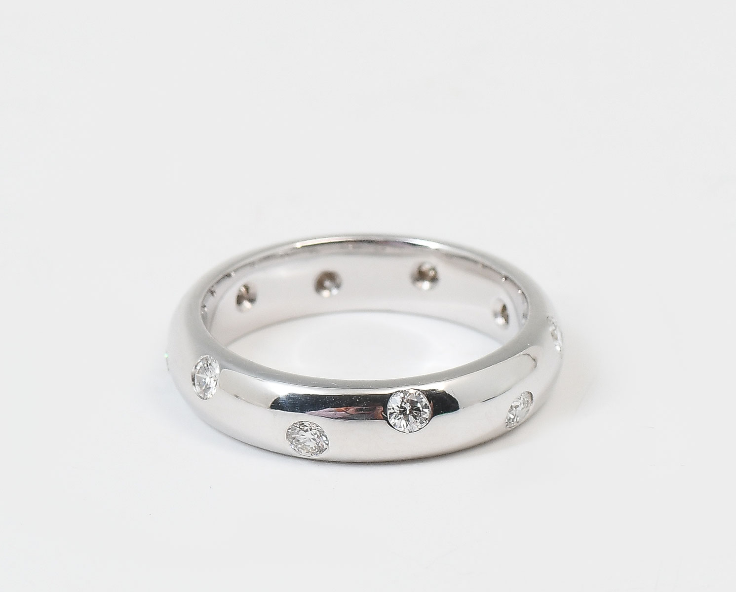 14K 5MM DOMED BAND WITH DIAMONDS: