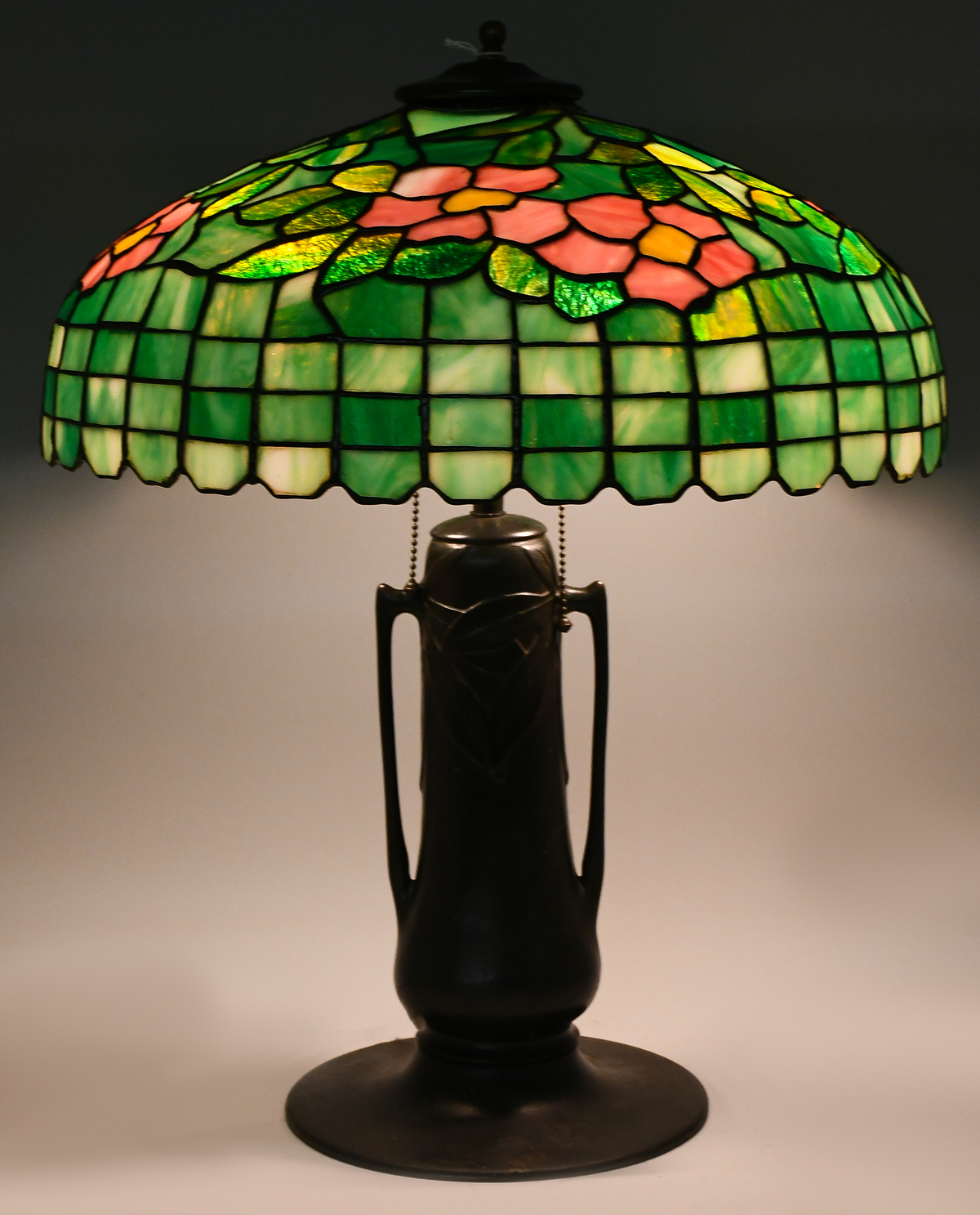 HANDEL LEADED GLASS FLORAL TABLE 2757bb