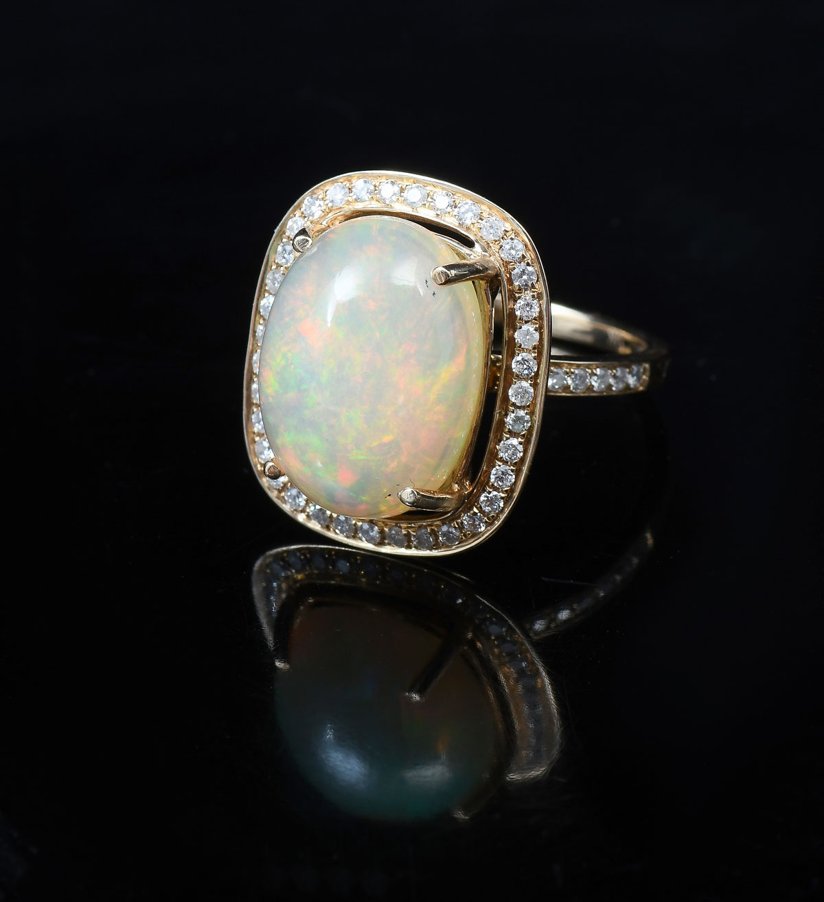 14K OPAL DIAMOND RING 14K yellow 2757e7