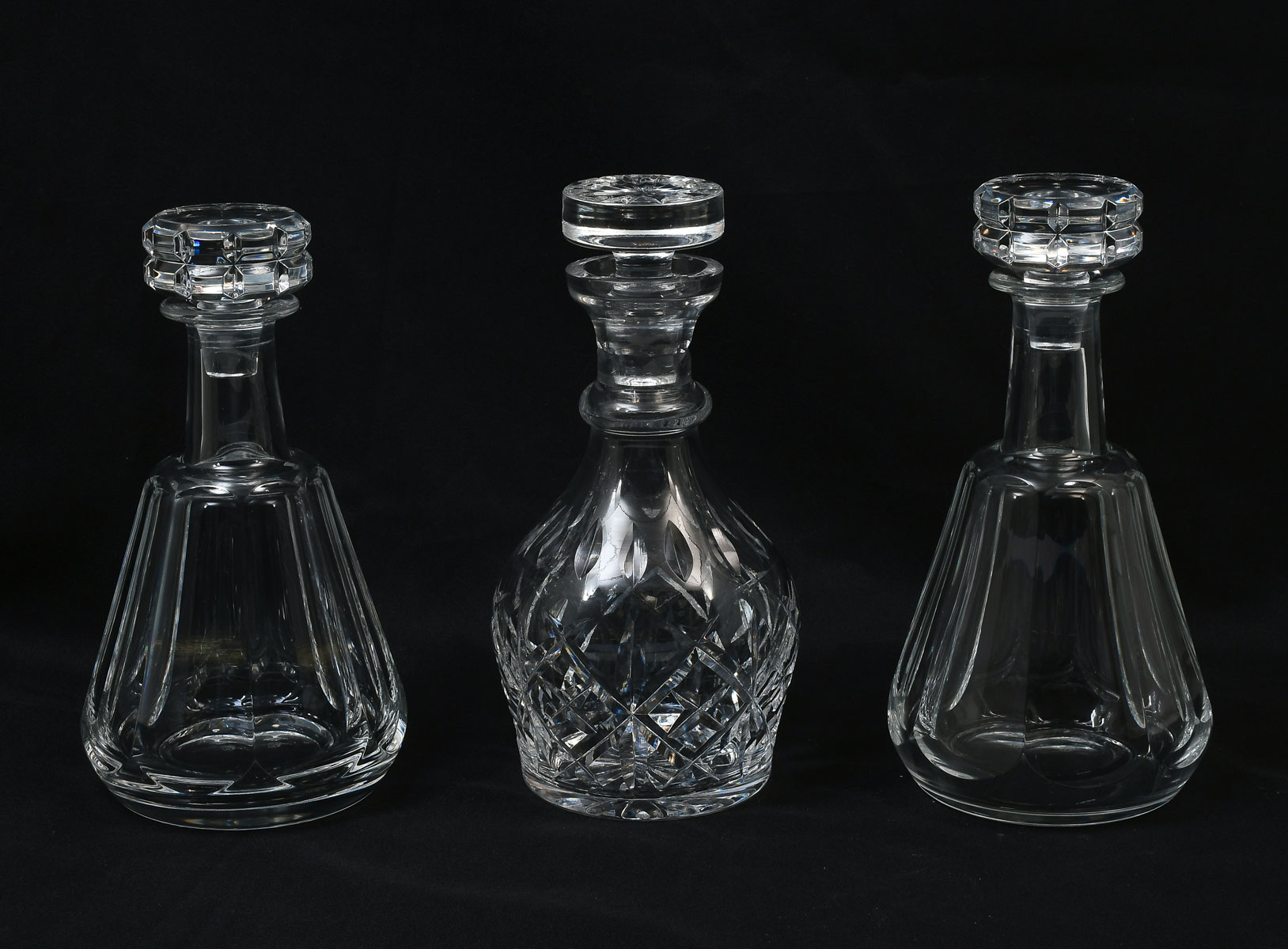3 PC. BACCARAT & WATERFORD DECANTERS: