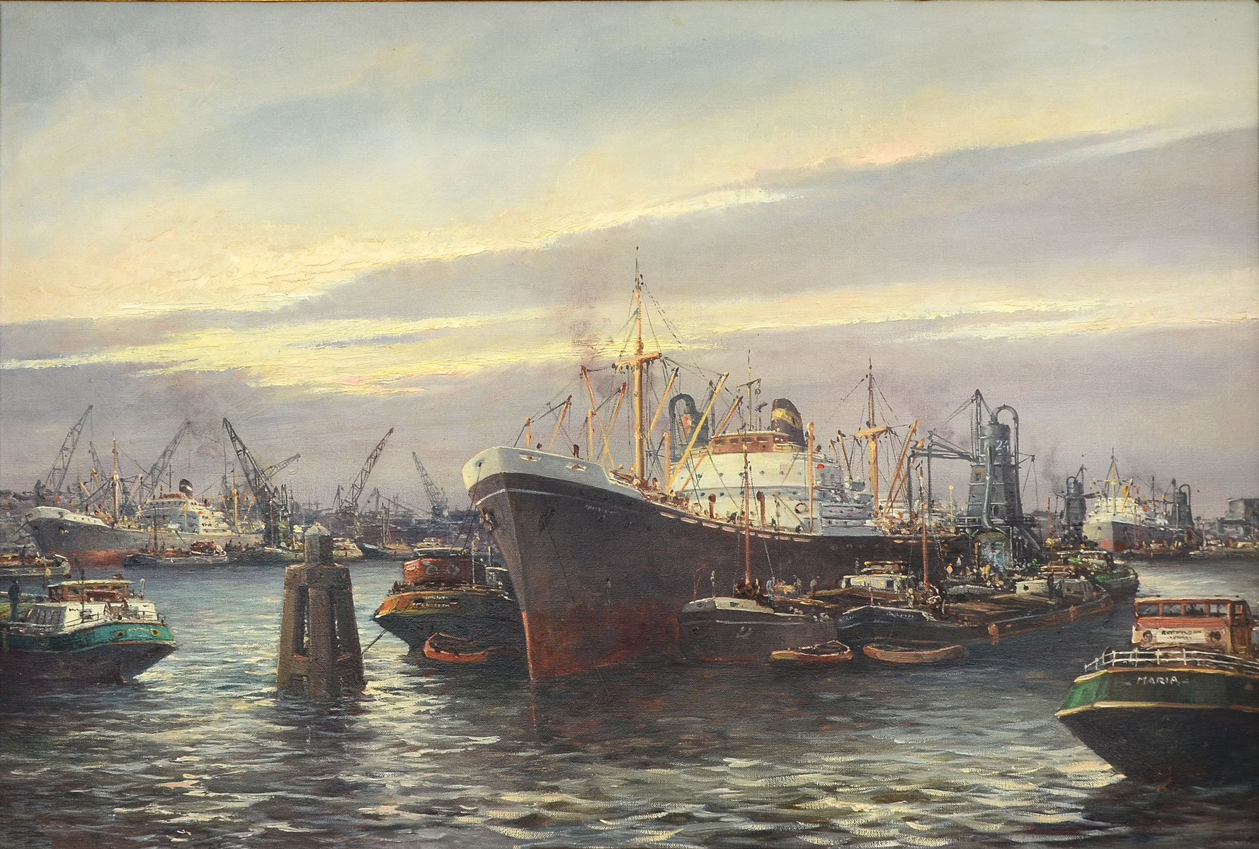 LARGE PAINTING OF BUSY EUROPEAN 275872