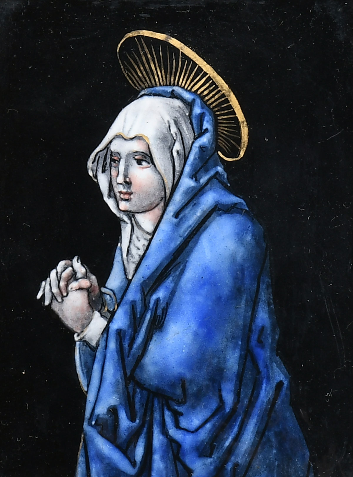 EARLY ENAMEL ON COPPER OF MADONNA