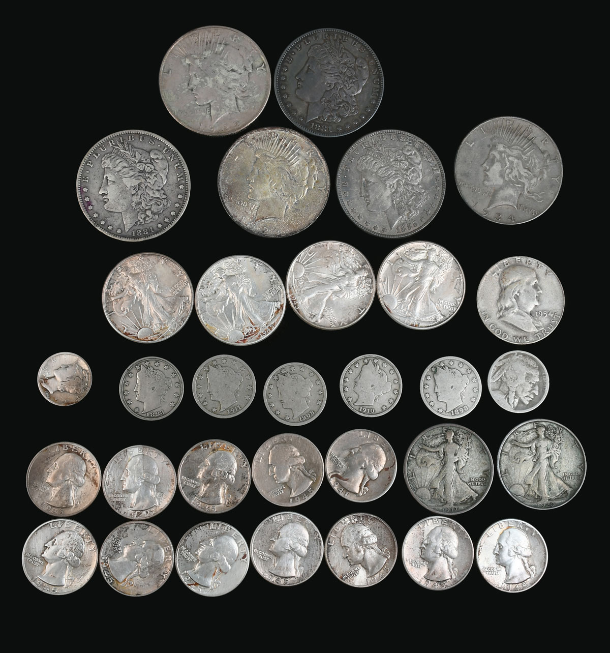 32 PC. UNITED STATES SILVER COIN COLLECTION: