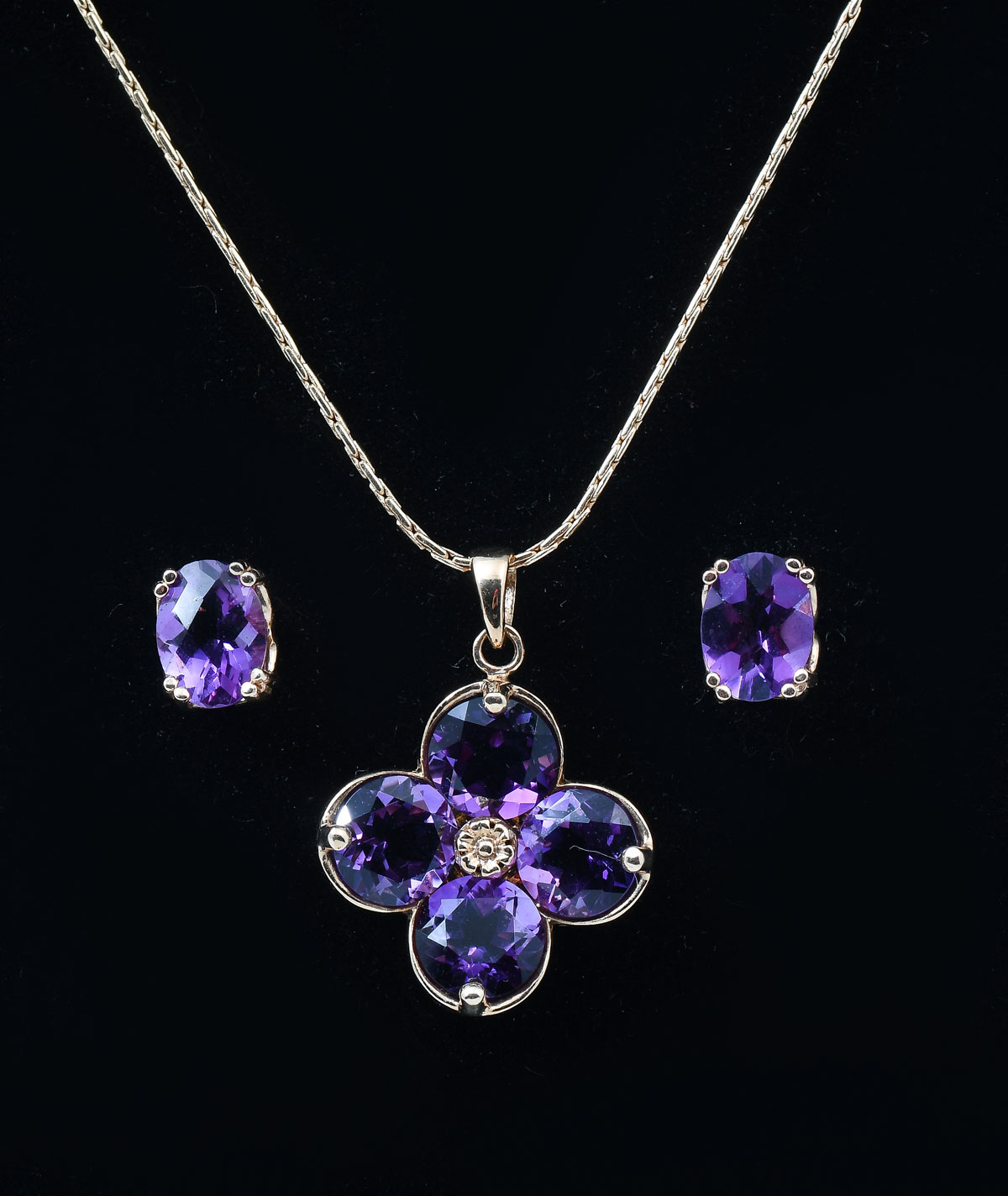 14K AMETHYST NECKLACE EARRING 275b9c