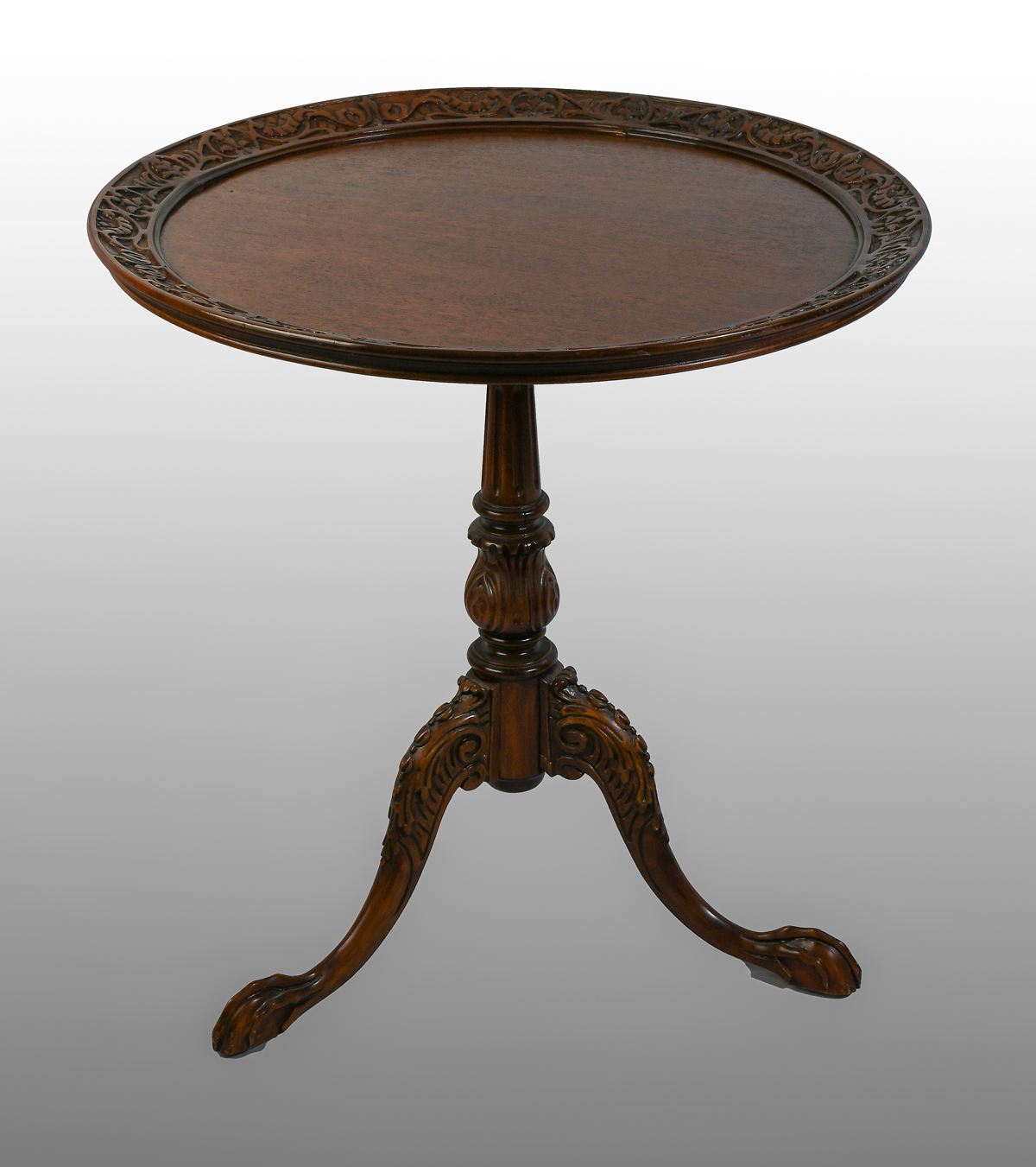 CARVED CHIPPENDALE STYLE TEA TABLE: