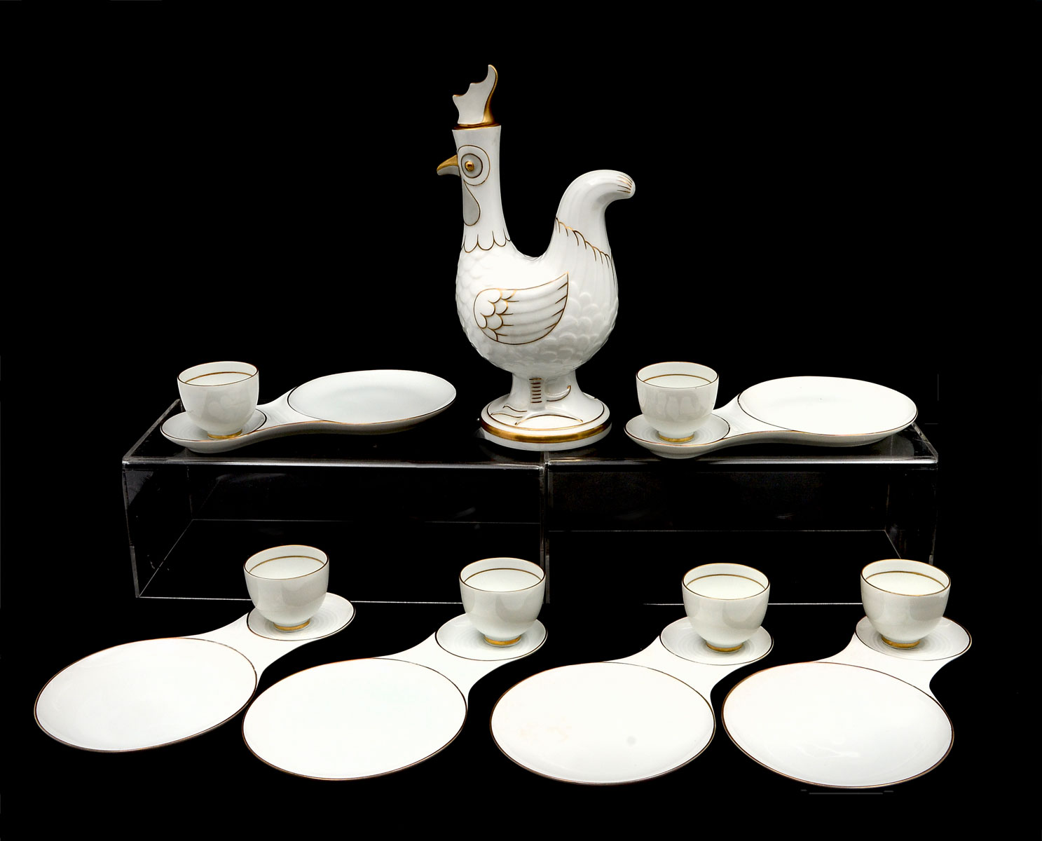 13 PC B&G DANISH TEA SET AND CARAFE: