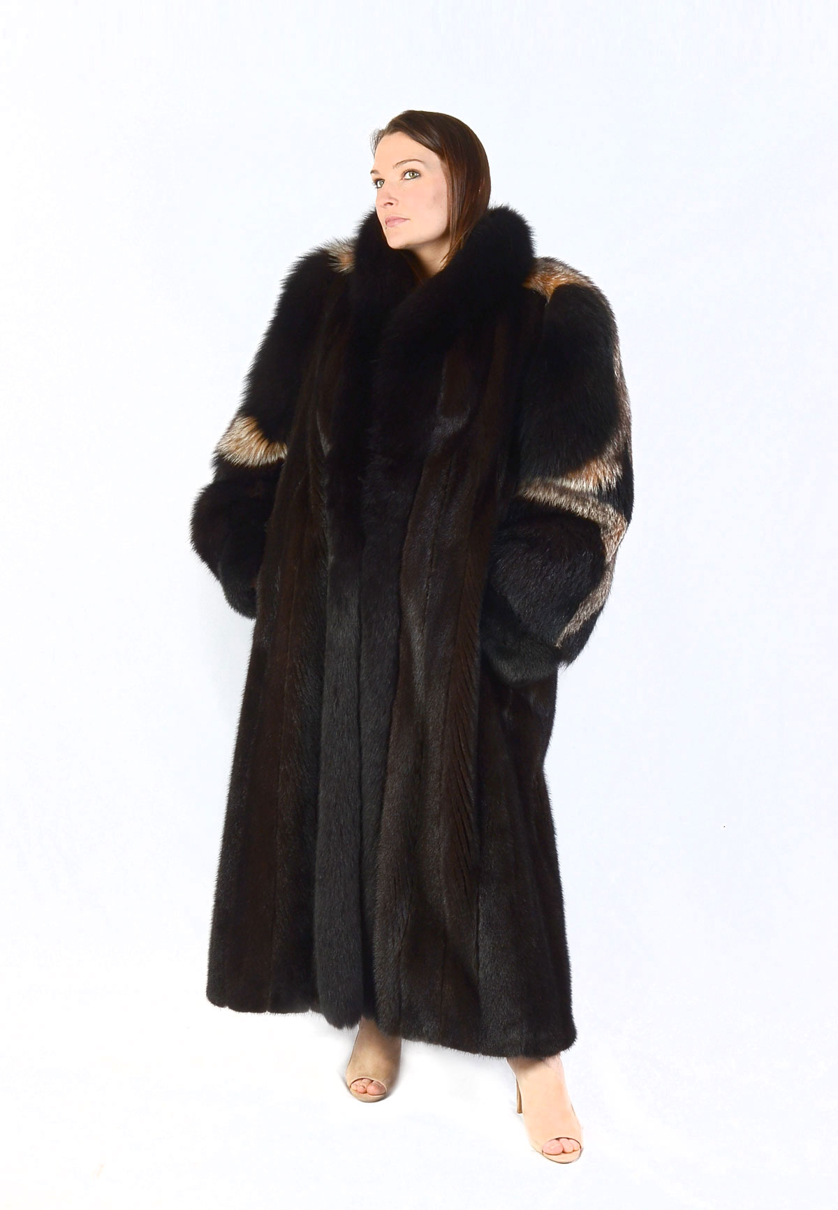 FULL LENGTH ESPRESSO MINK WITH BLACK