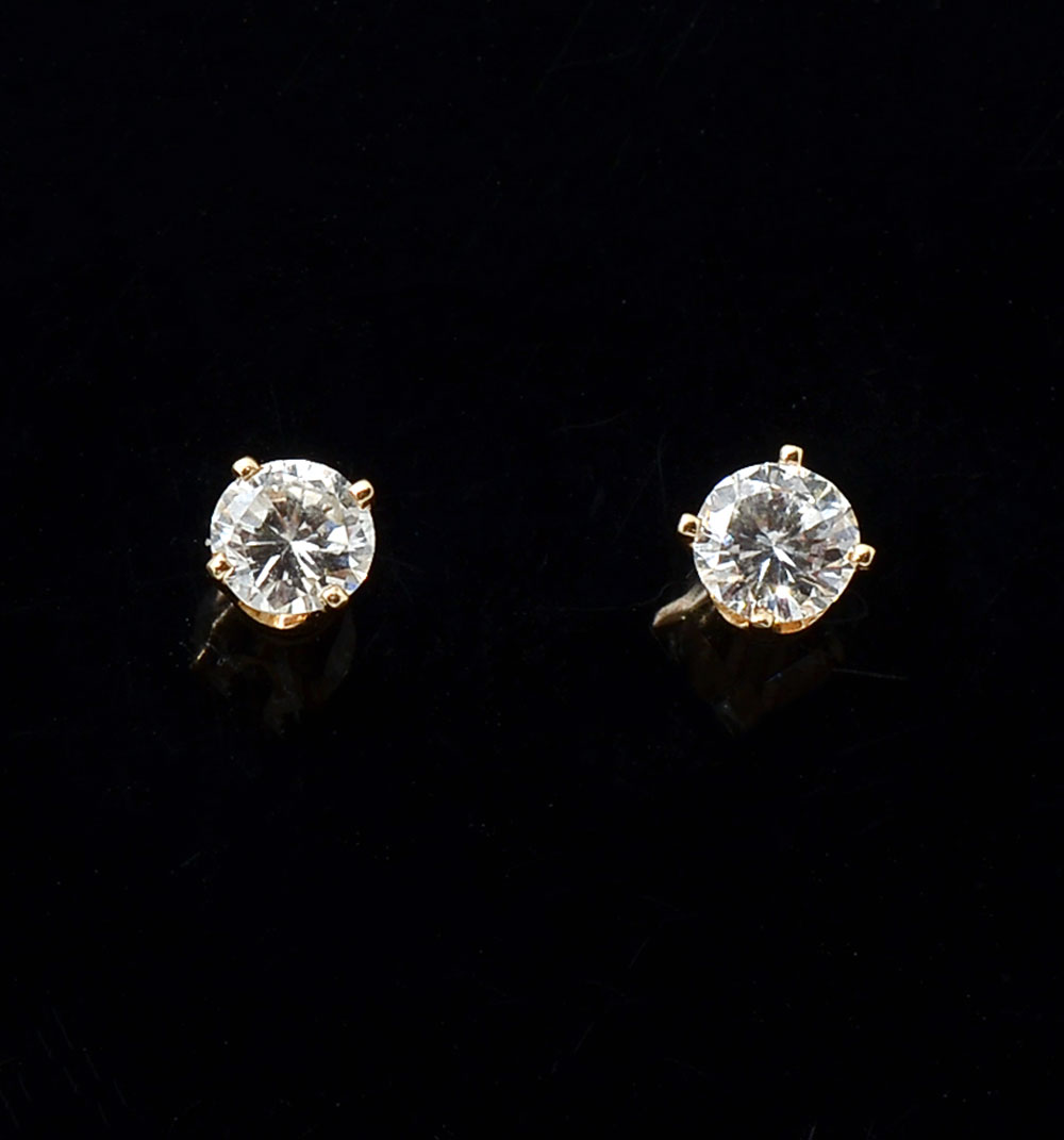 14K .90 CTW DIAMOND STUD EARRINGS: