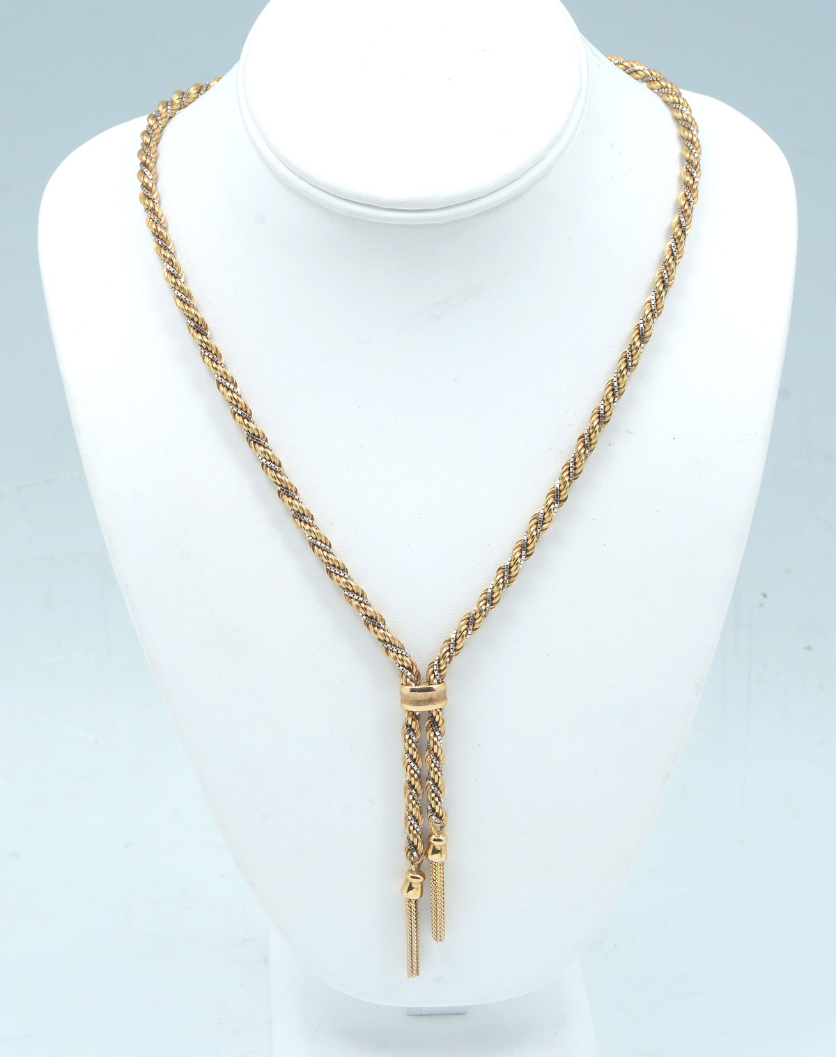 2 TONE 14K TWISTED ROPE LARIAT 273e84