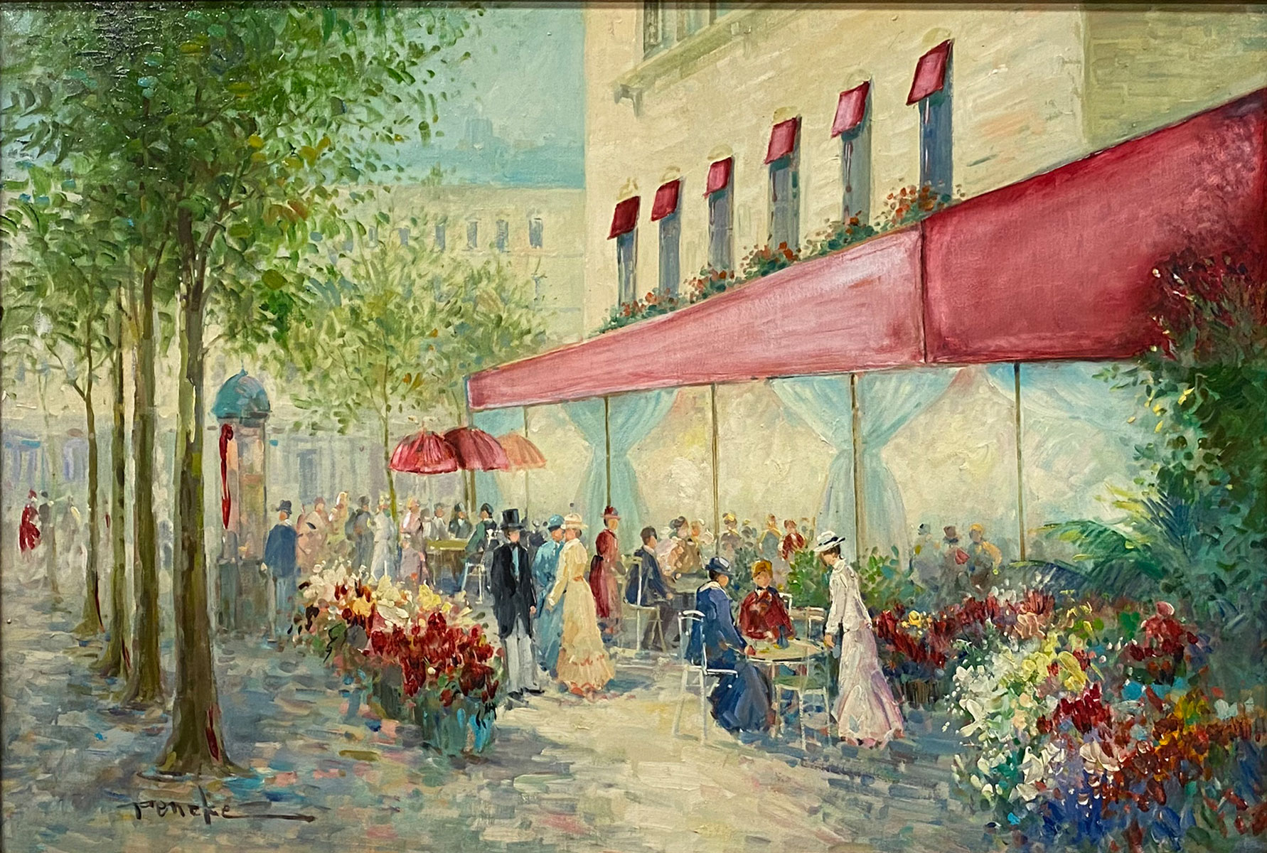 LARGE PARISIAN STREET SCENE PAINTING