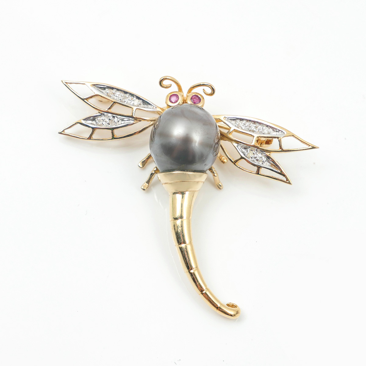 14K DRAGONFLY CULTURED PEARL &
