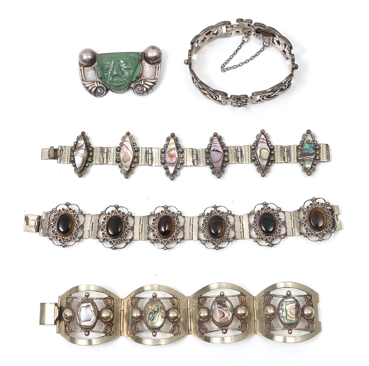 5 PIECE MEXICAN STERLING JEWELRY: