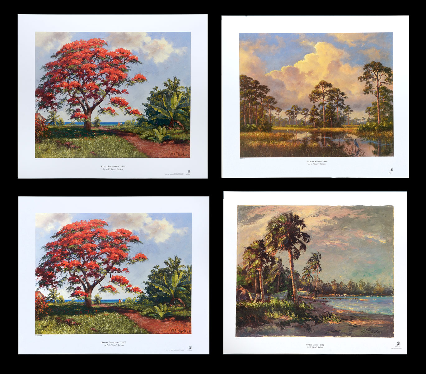 FOUR A E BACKUS FLORIDA LITHOGRAPHS  274280