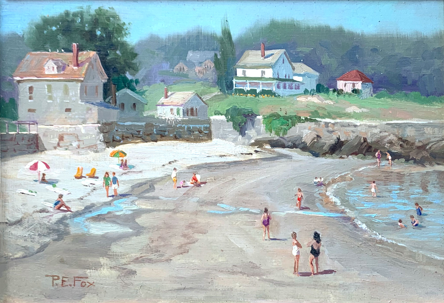 NEW ENGLAND SUMMER BEACH PAINTING 27427a