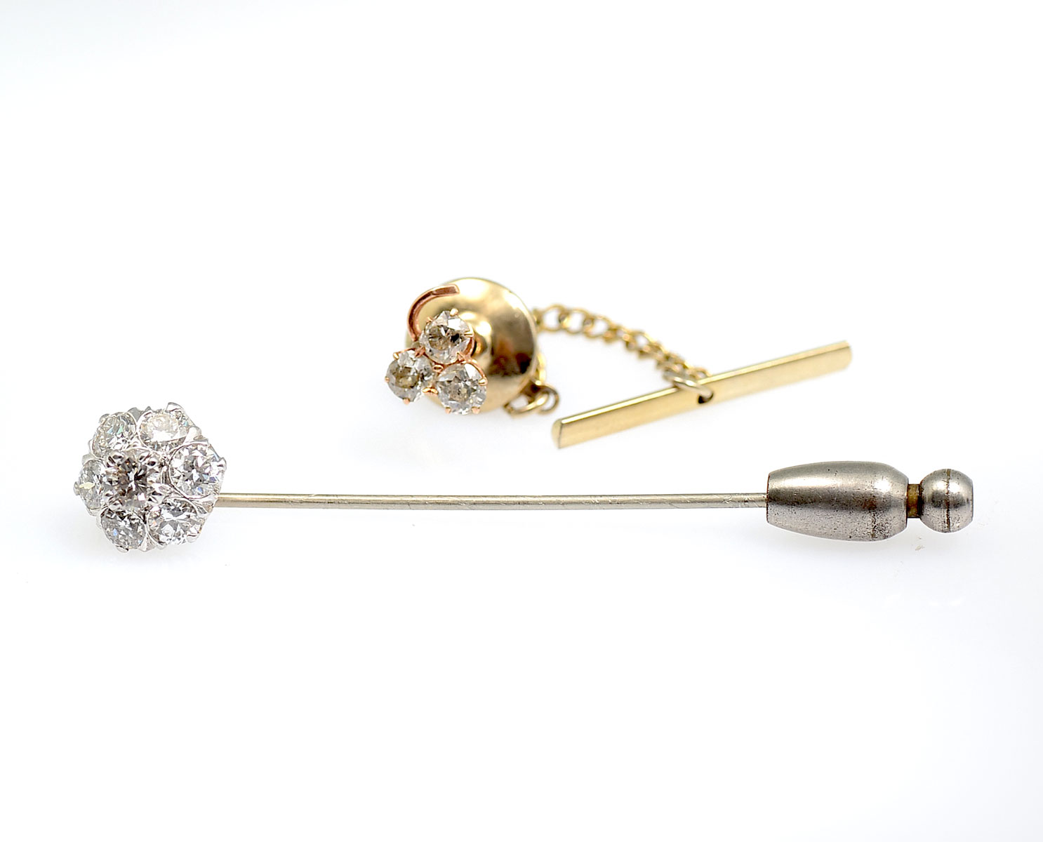 14K DIAMOND TIE PIN STICK PIN  2742b5