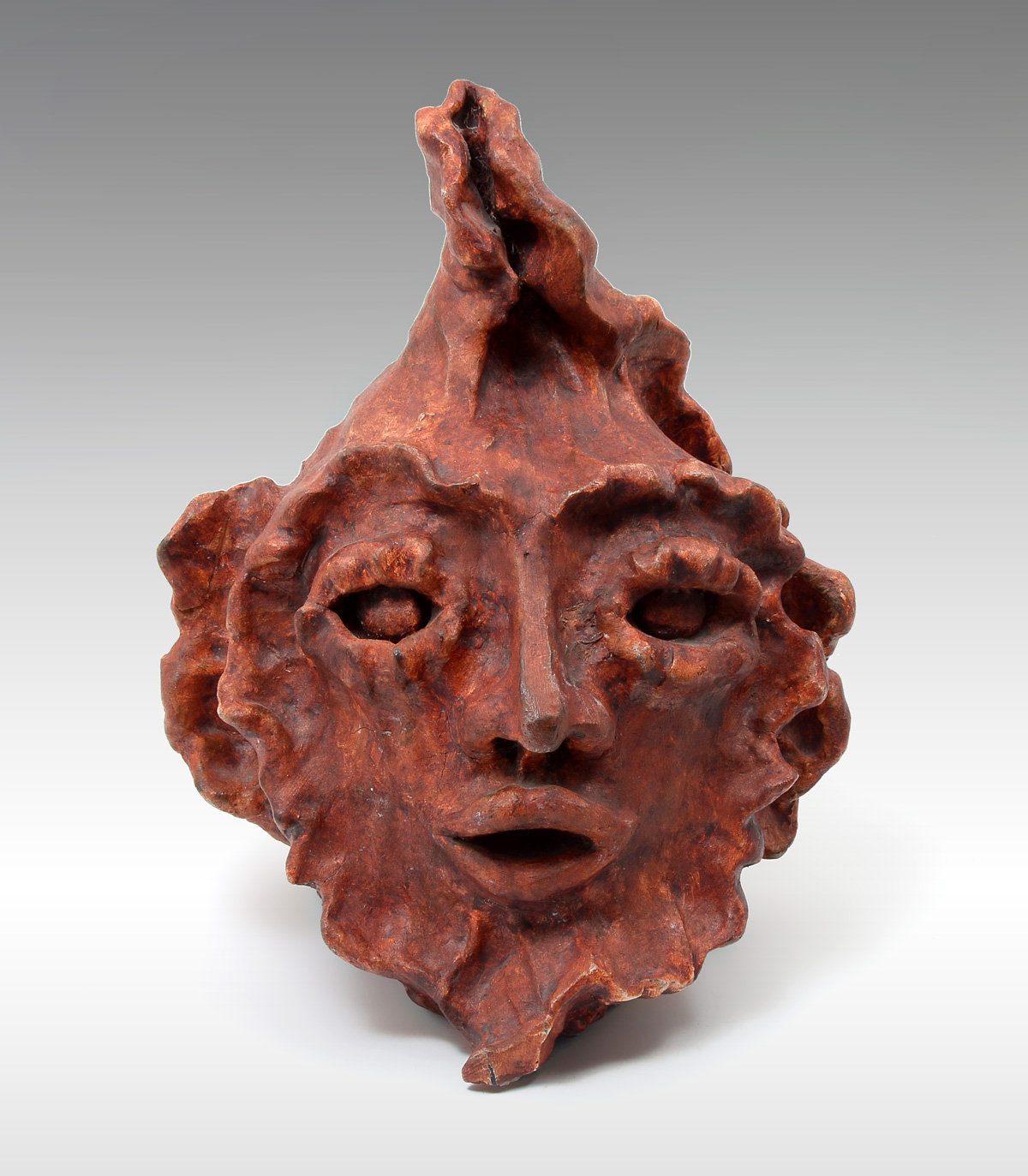 CLAY HEAD SCULPTURE, 14''H X 10''W,