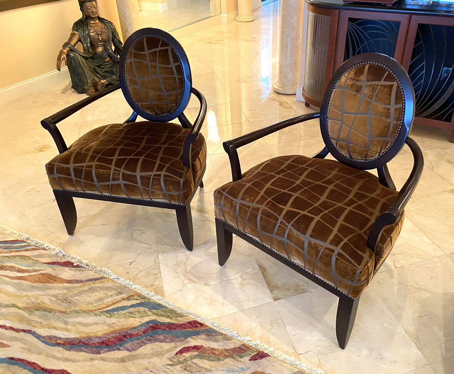 PR MODERN ROBB & STUCKY CAMEO BACK ARMCHAIRS: