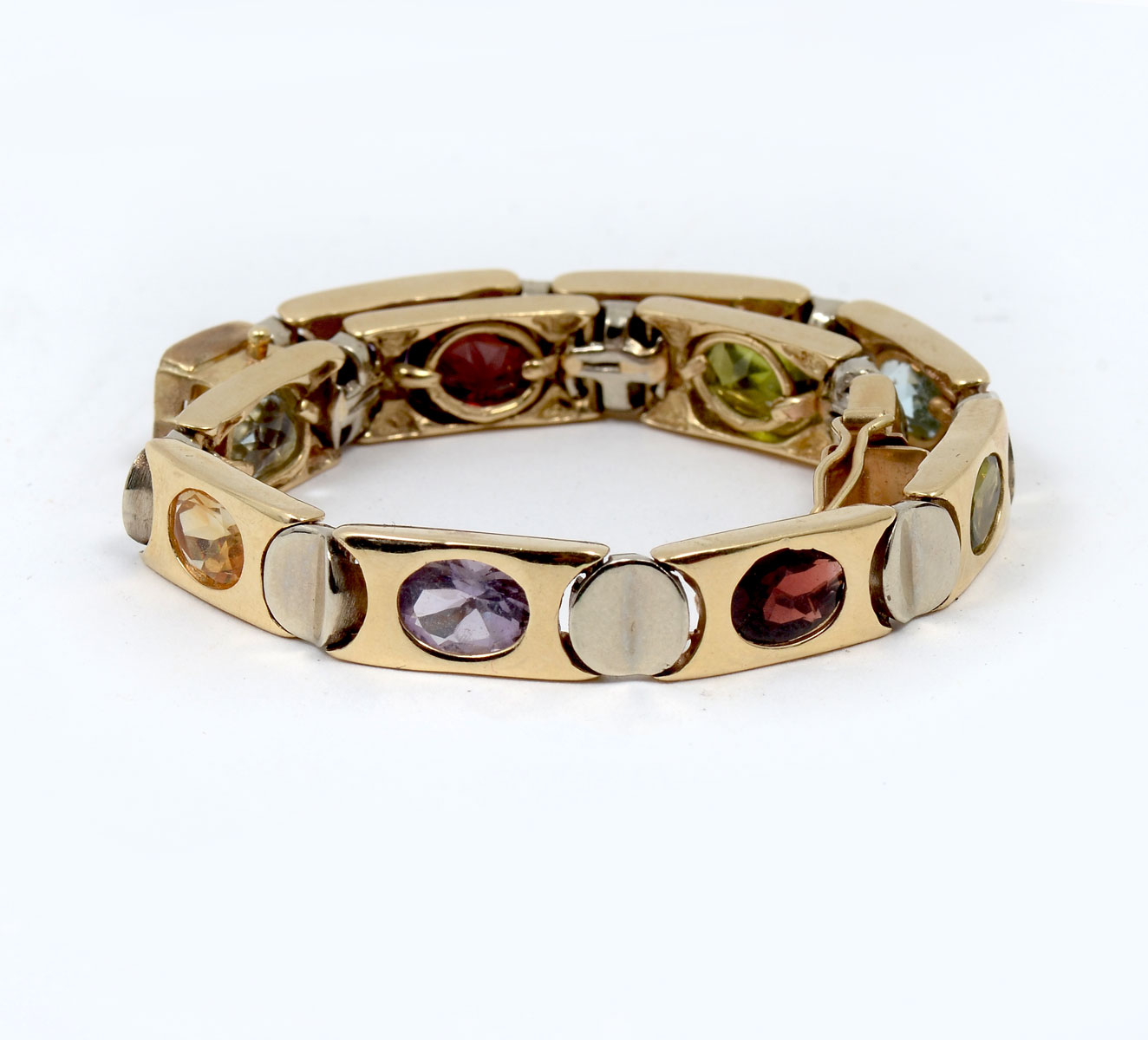 2 TONE 14K GEMSTONE BRACELET 8  276e65