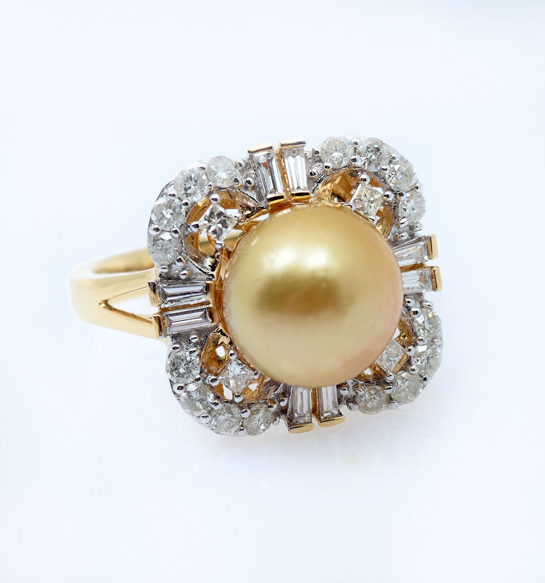 18K SOUTH SEA GOLDEN PEARL DIAMOND 27760e