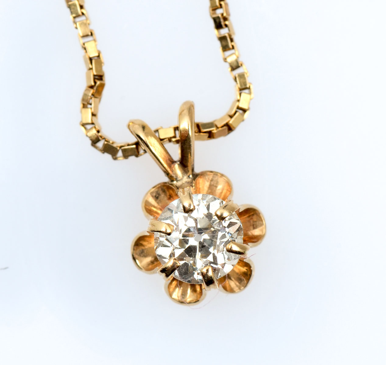 14K .5 CT BUTTER CUP DIAMOND NECKLACE: