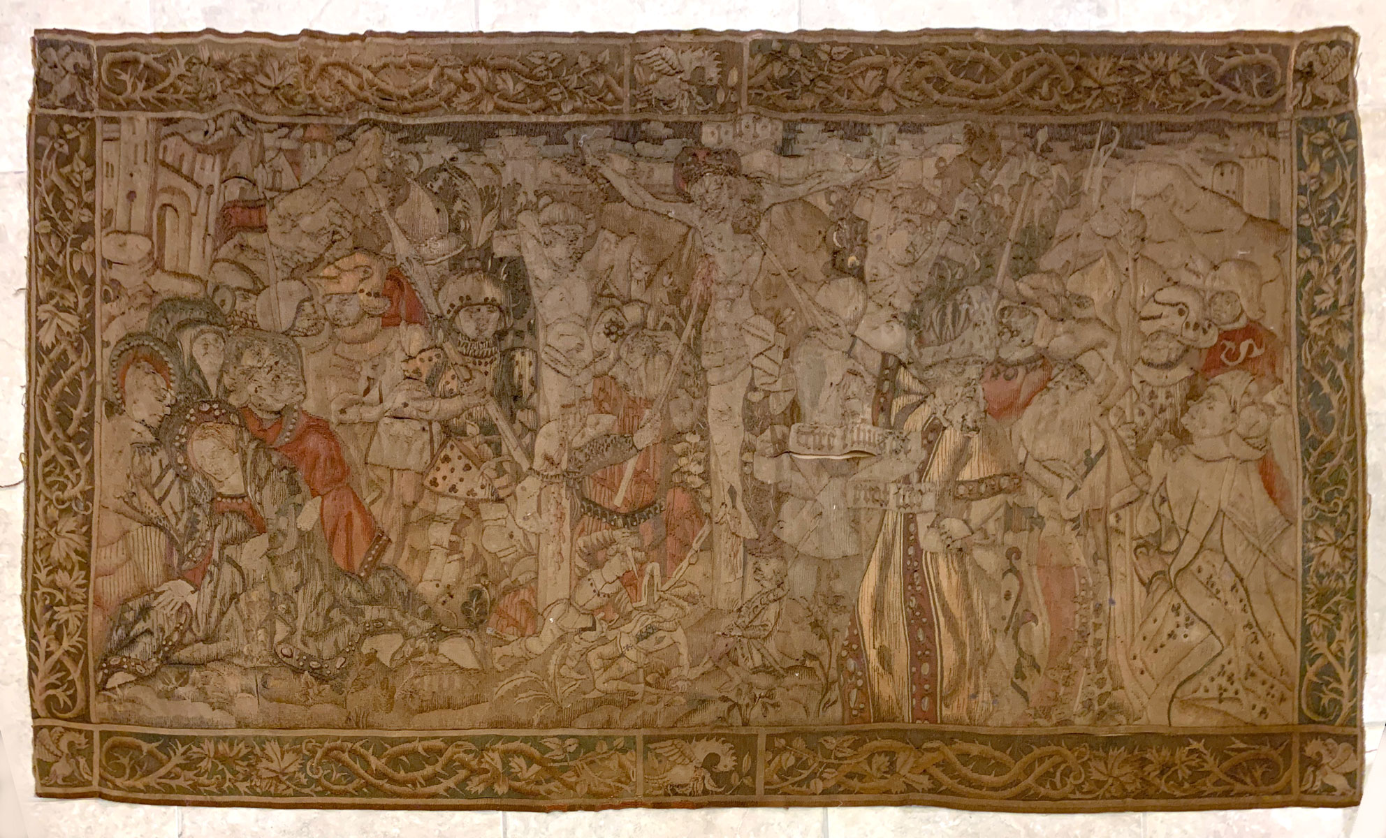 EARLY WELL WORN TAPESTRY From 277664