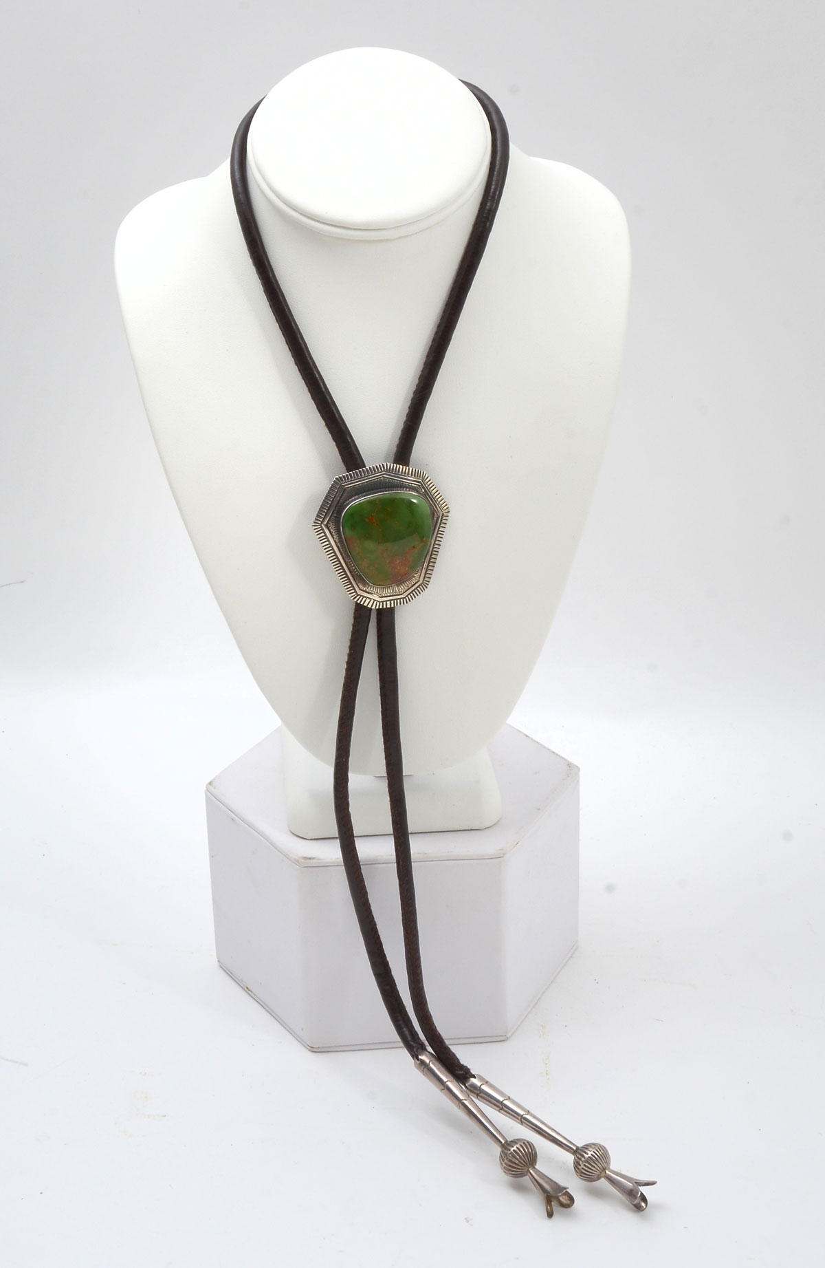 STERLING TURQUOISE BOLO TIE SIGNED 2778ce