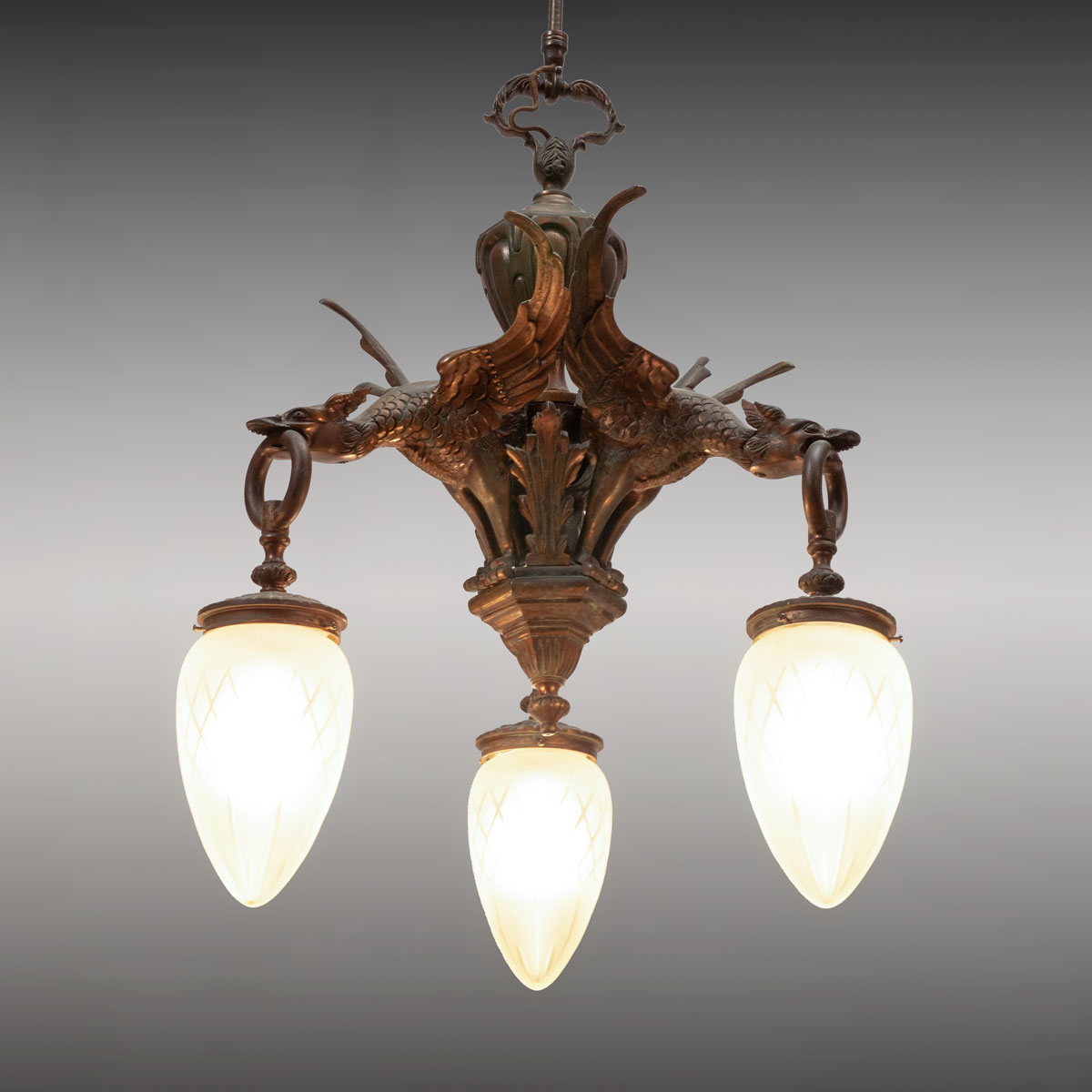 3 LIGHT GOTHIC VICTORIAN DORE BRONZE 27797a