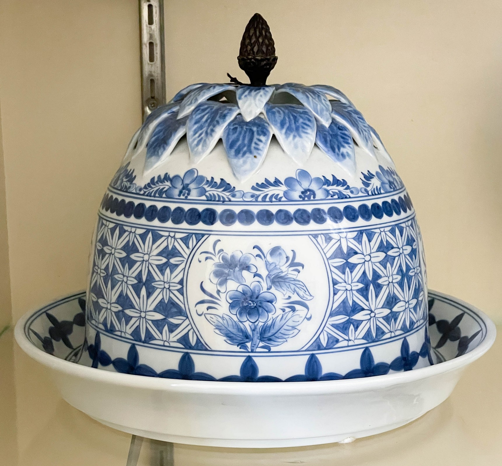 Asian blue & white porcelain cheese