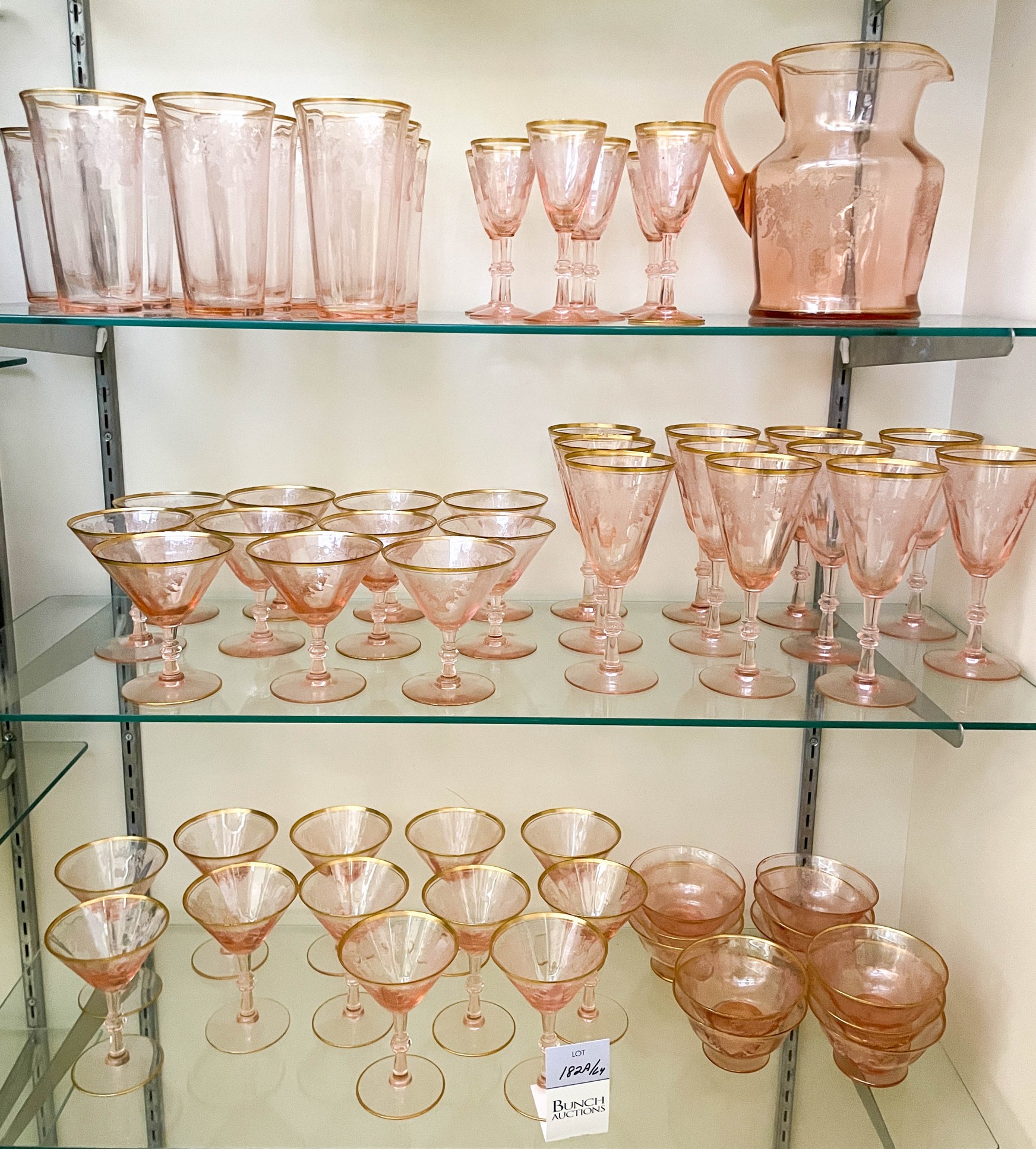 (64) Pcs Pink depression glass,