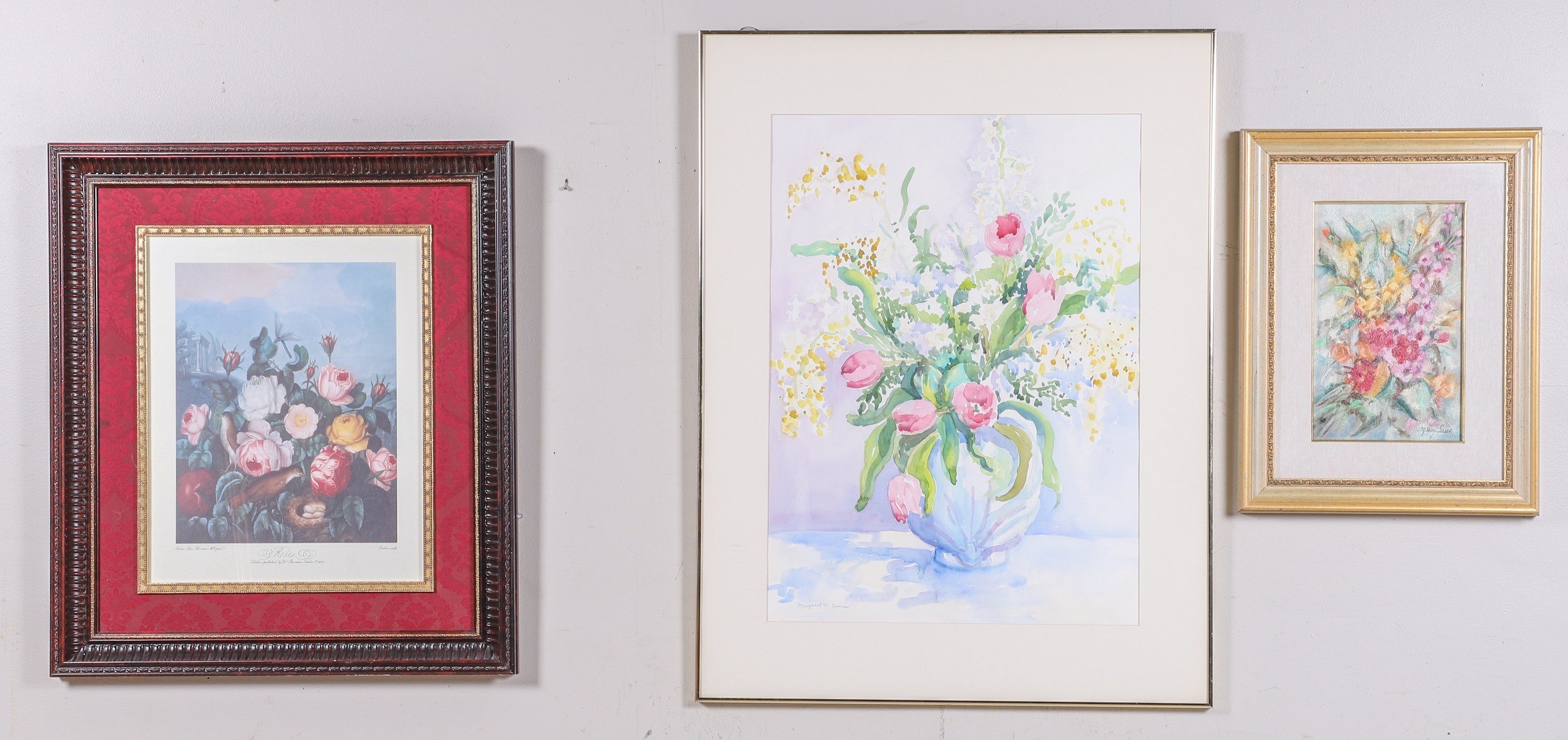 3 Framed Artworks "Spring Bouquet",