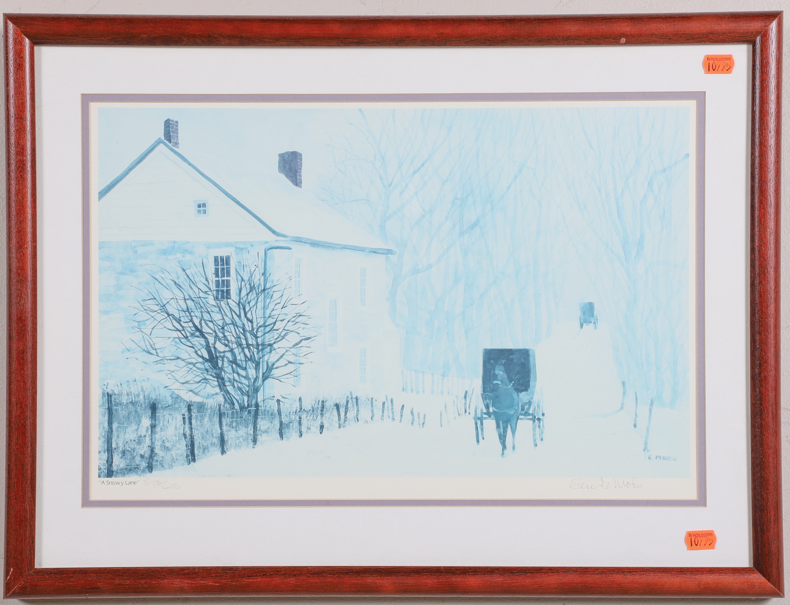 Eric Mohn Lithograph "A Snowy Lane",