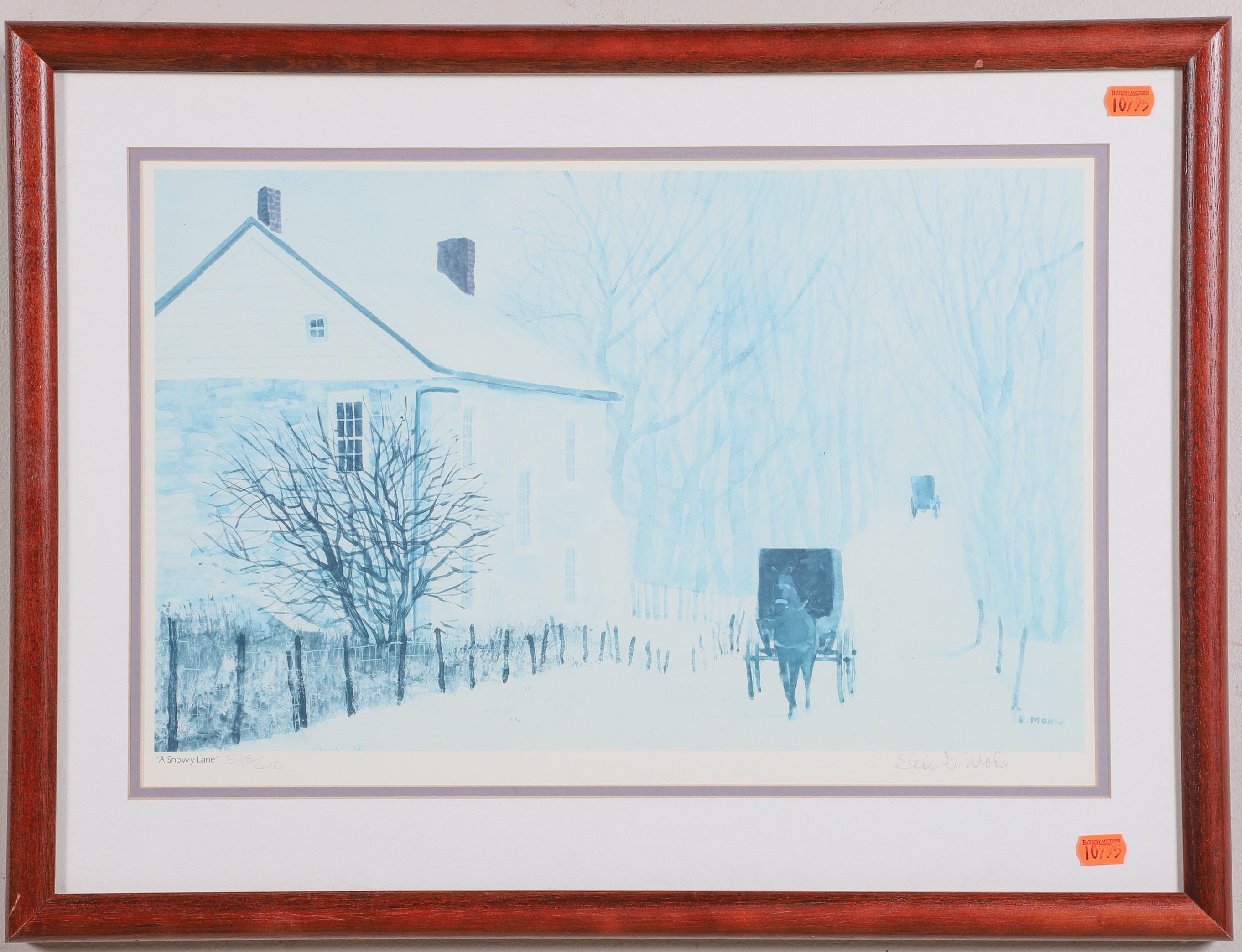 Eric Mohn Lithograph A Snowy Lane  2781ff