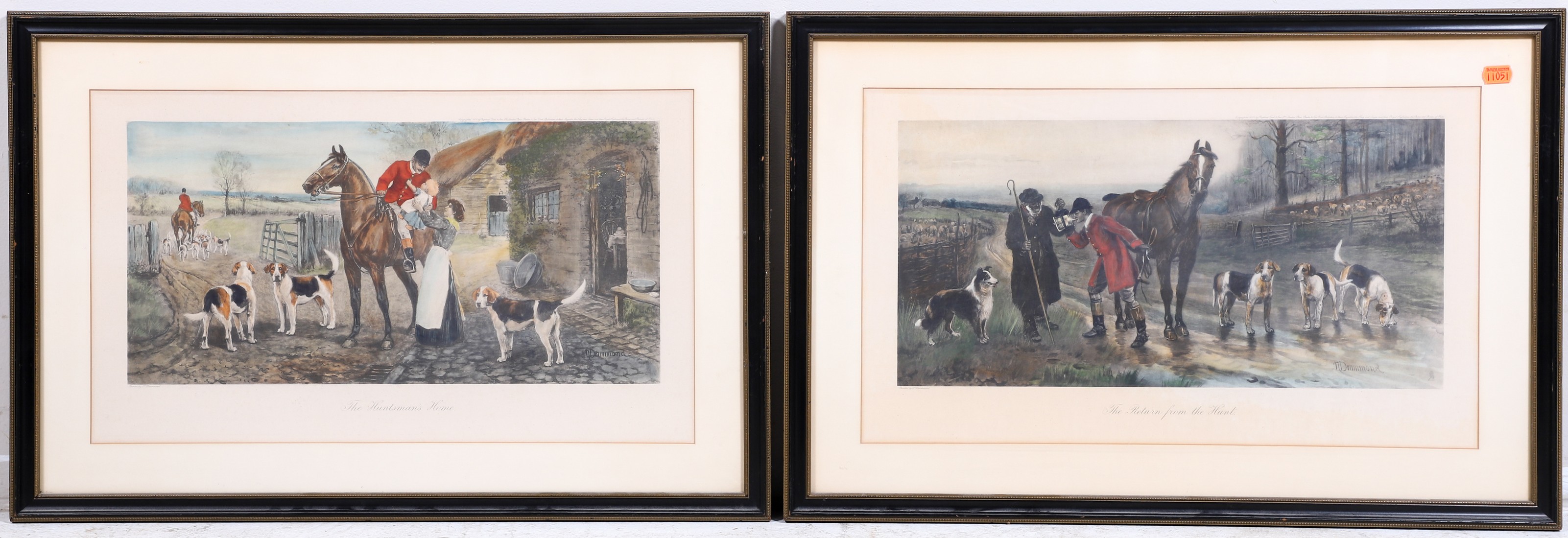 5 Hand Colored Hunt Prints lithographs 278209