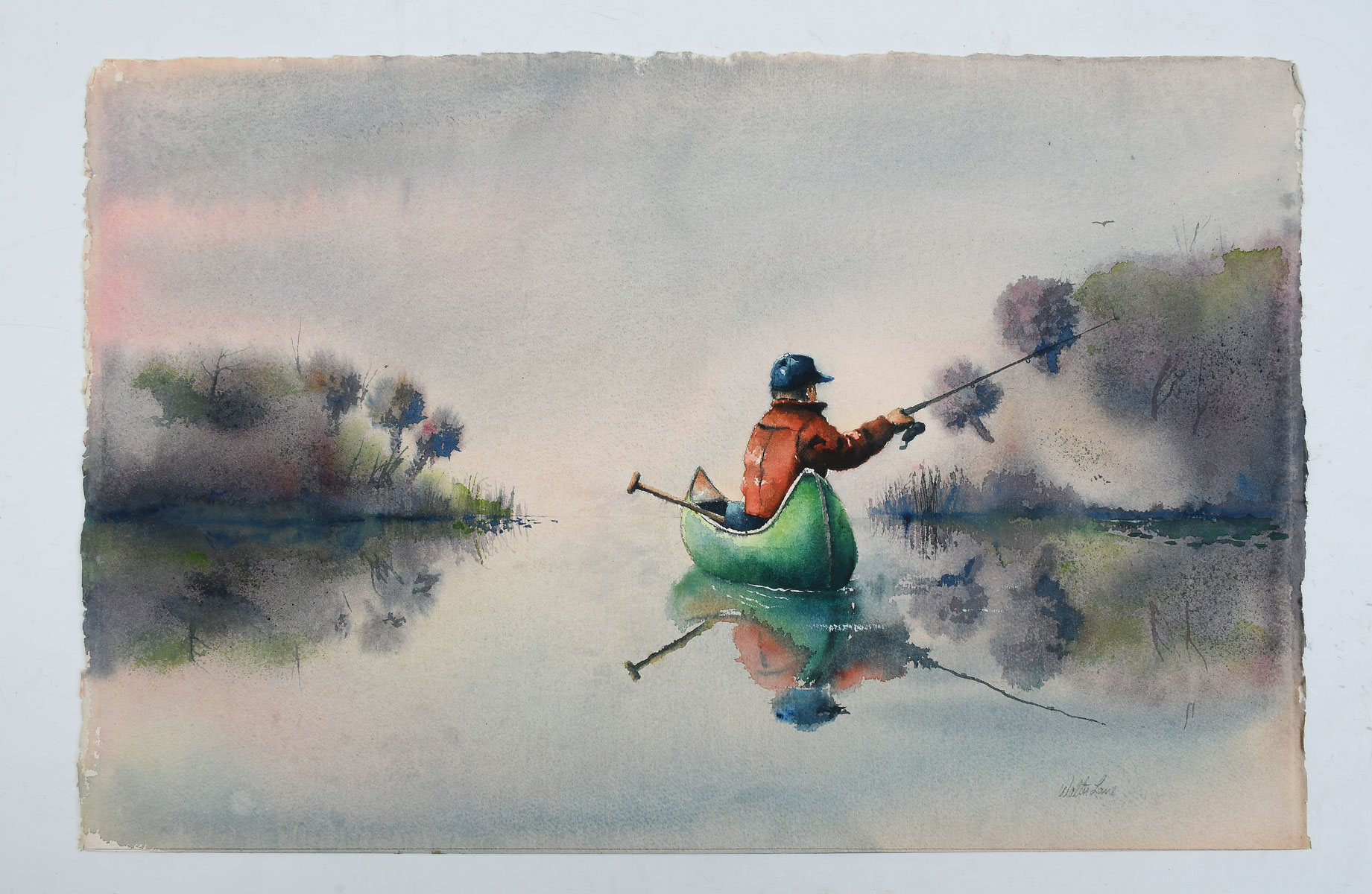 WALTER LANE FISHERMAN IN CANOE 275ee5