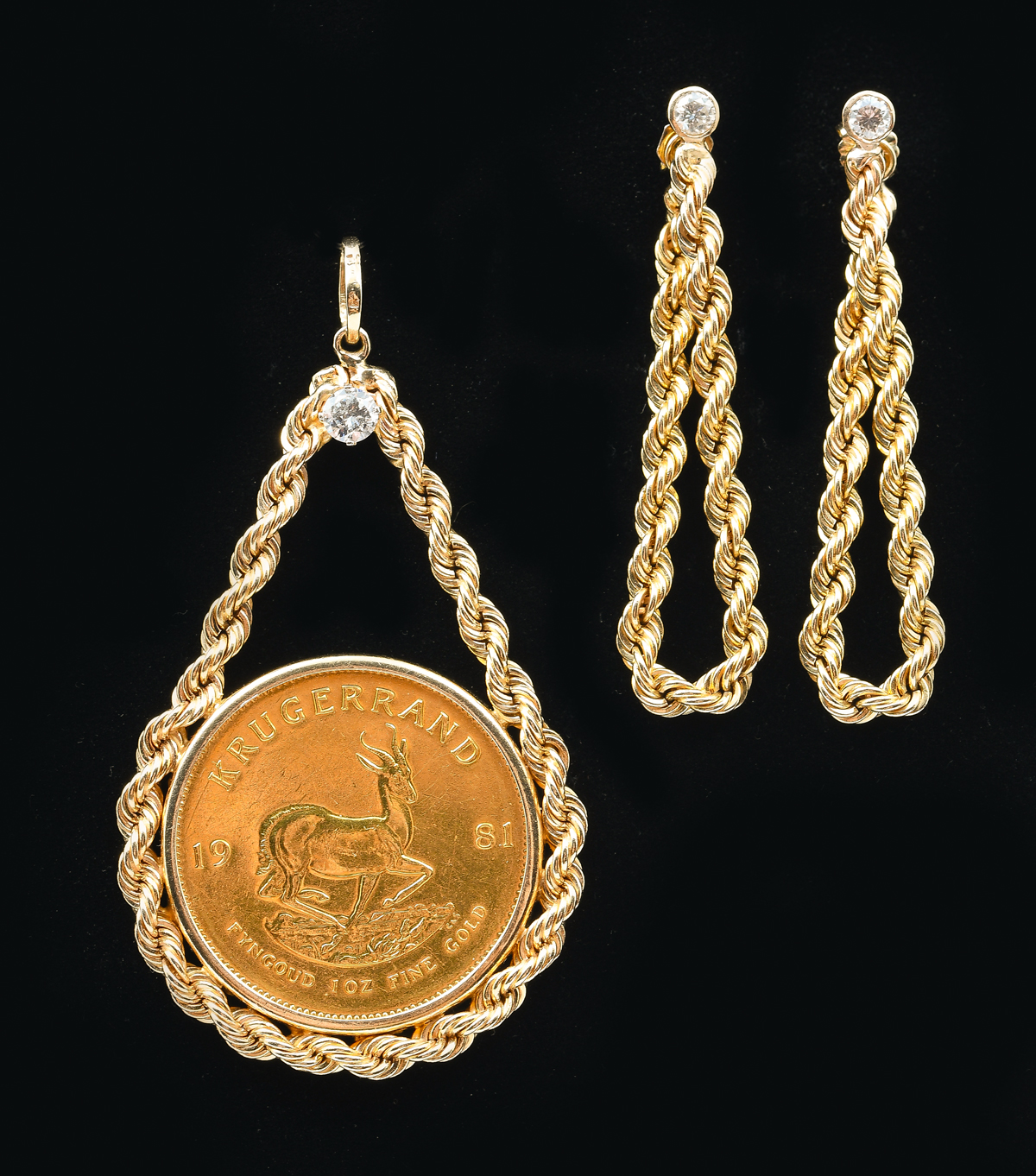 CUSTOM KRUGERRAND PENDANT EARRINGS 275f94