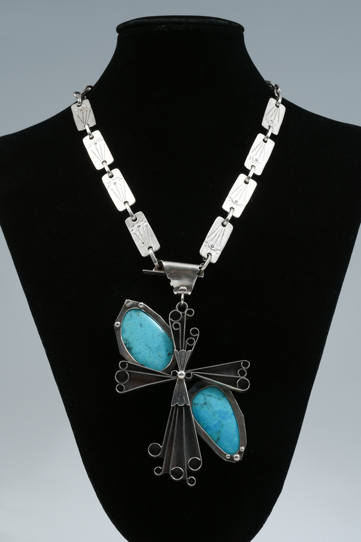 SOUTHWEST SILVER TURQUOISE PENDANT NECKLACE 276031