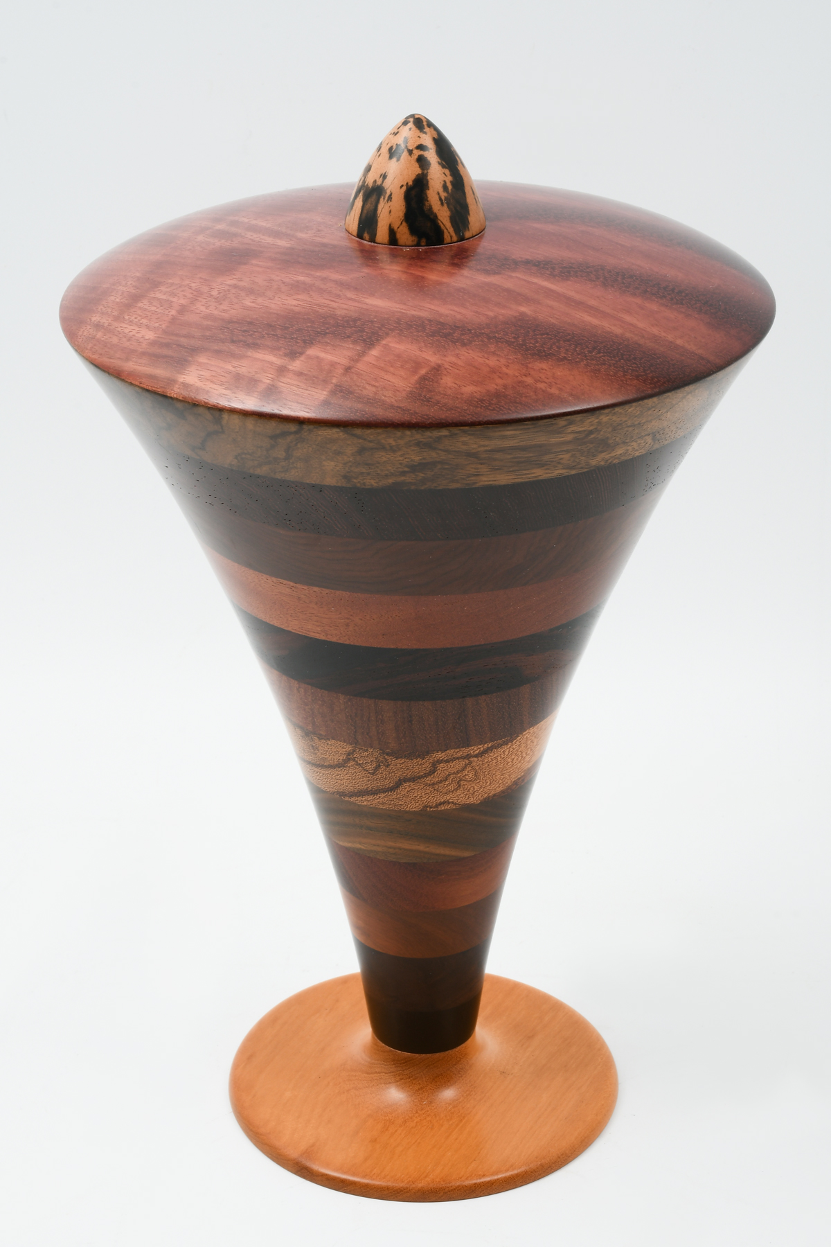 L. CHENEY MIXED EXOTIC TURNED WOOD SCULPTURE: